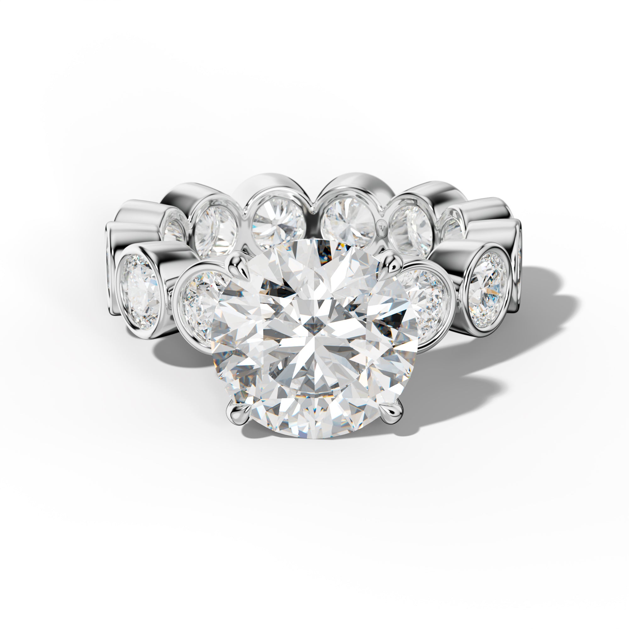 Maeve Round Diamond Engagement Ring With Round Side Stones