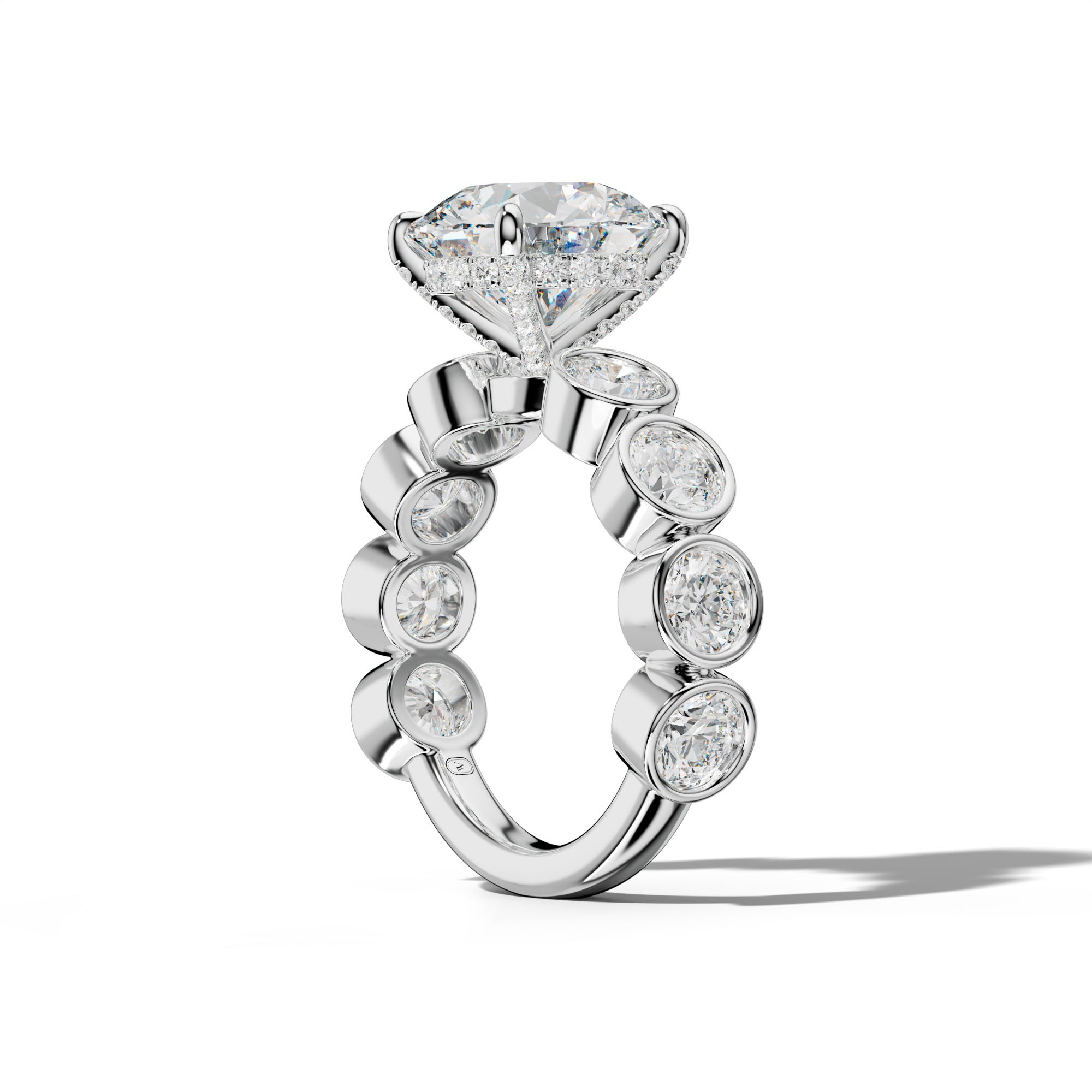 Raegan Round Diamond Engagement Ring With Round Side Stones