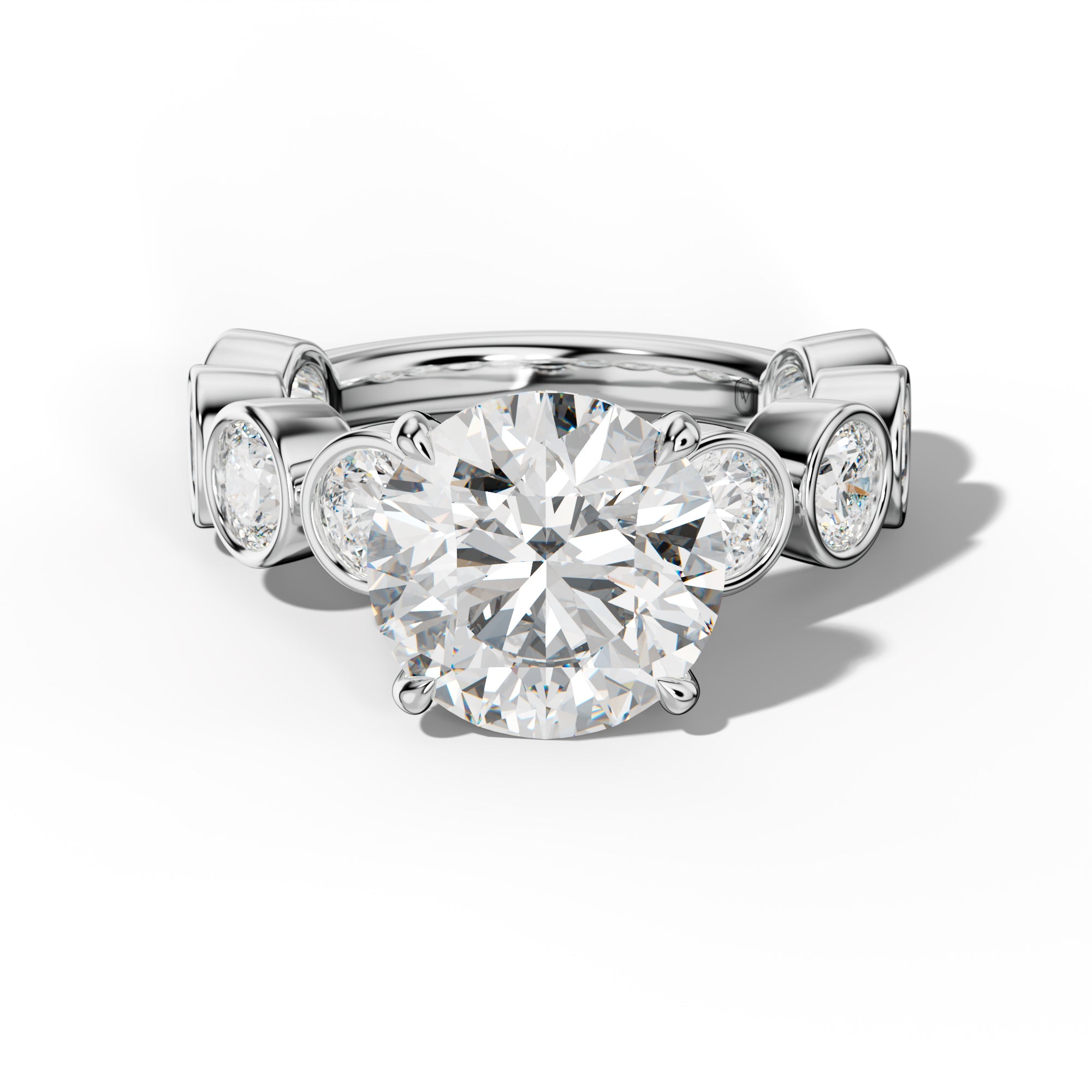 Raegan Round Diamond Engagement Ring With Round Side Stones