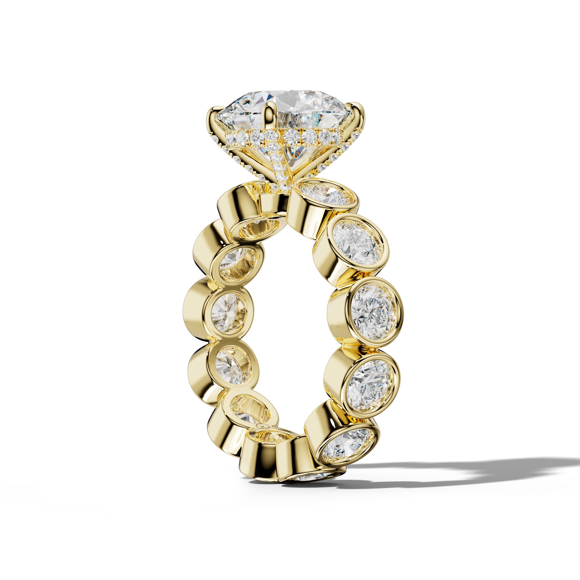 Maeve Round Diamond Engagement Ring With Round Side Stones