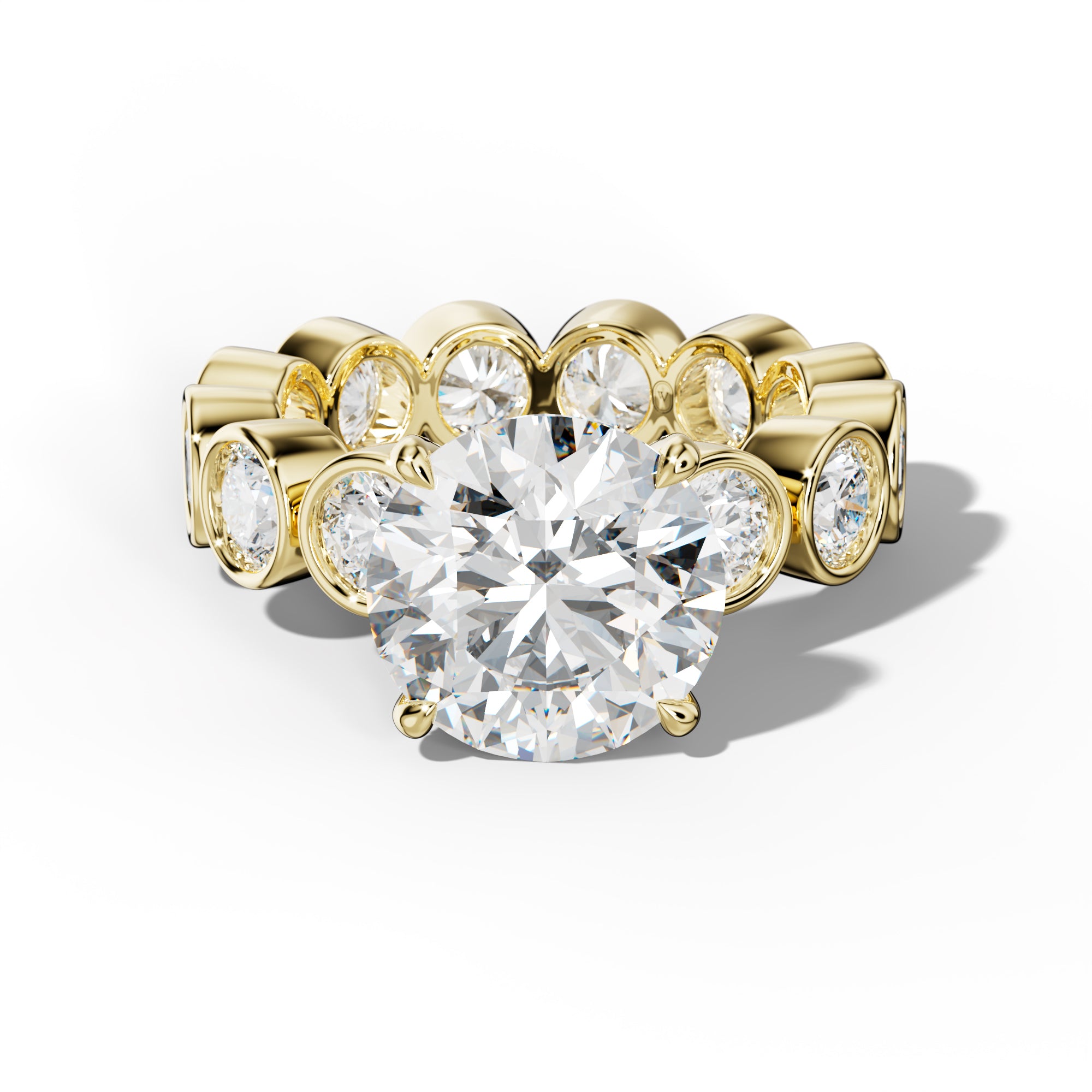 Maeve Round Diamond Engagement Ring With Round Side Stones