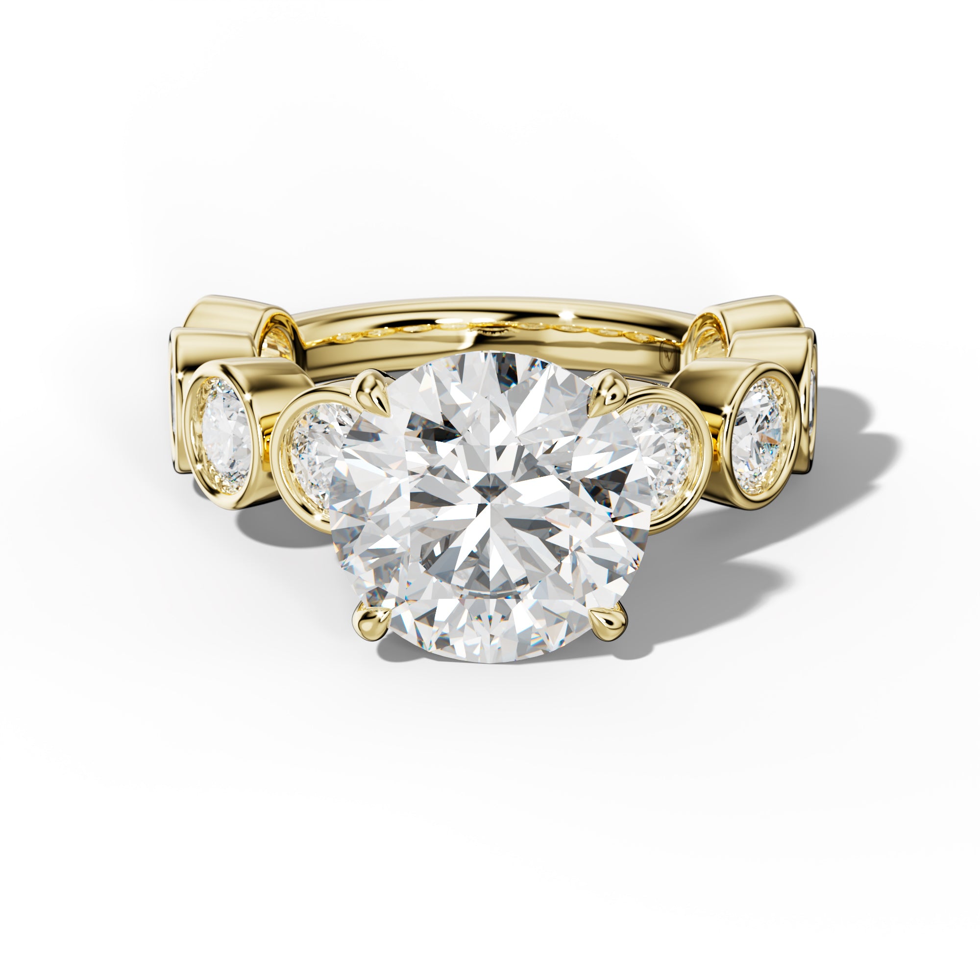 Raegan Round Diamond Engagement Ring With Round Side Stones
