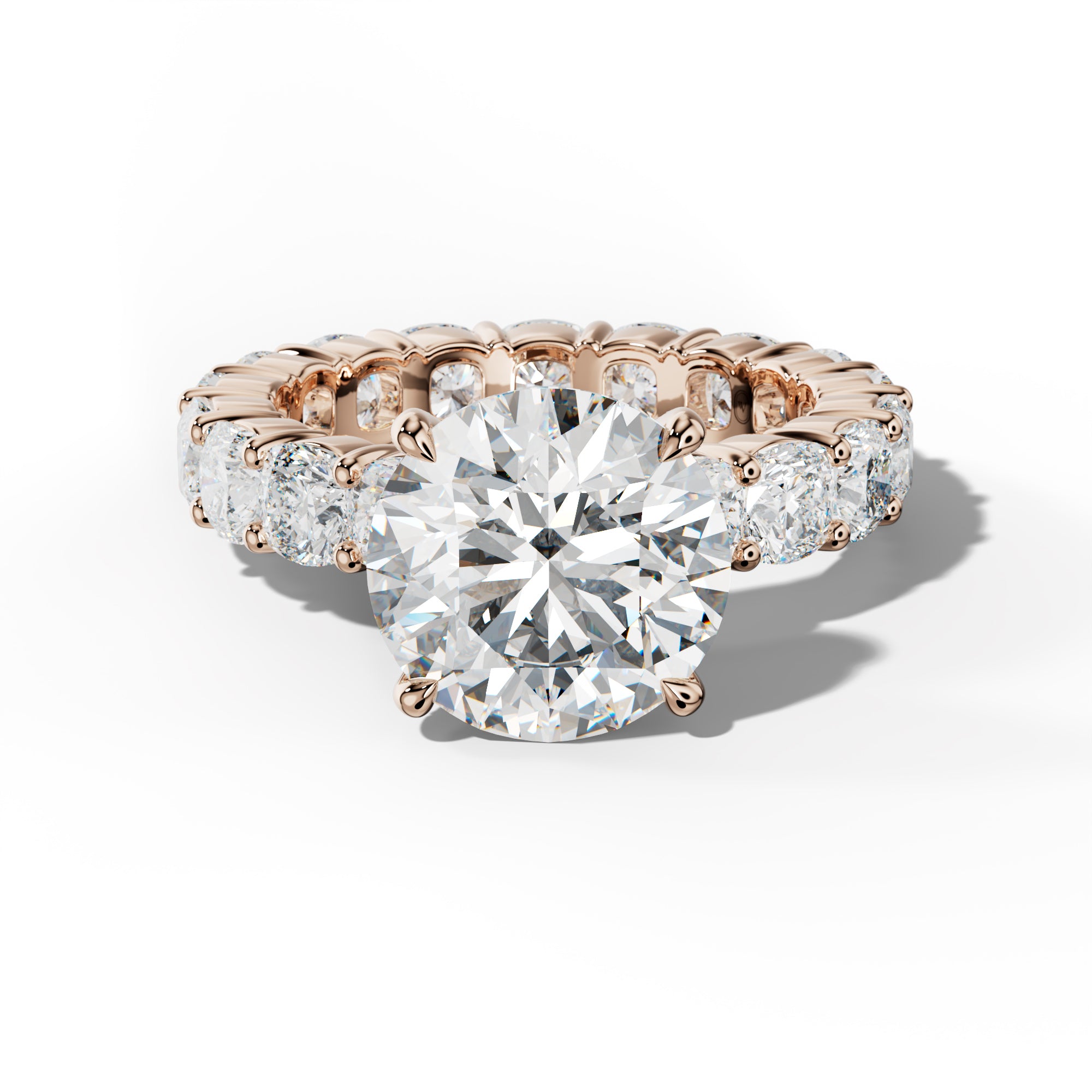 Teagan Round Diamond Engagement Ring With Cushion Side Stones