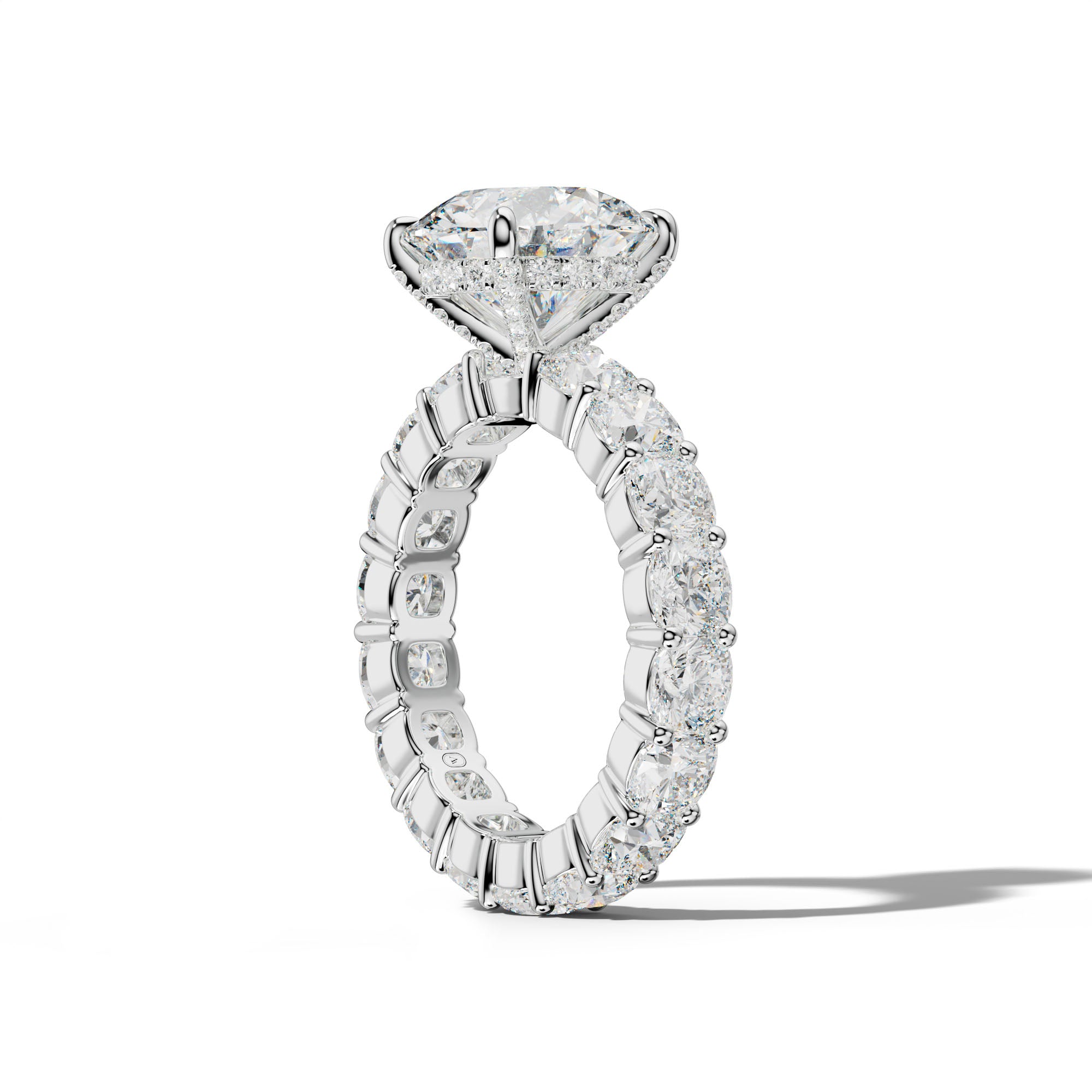 Teagan Round Diamond Engagement Ring With Cushion Side Stones