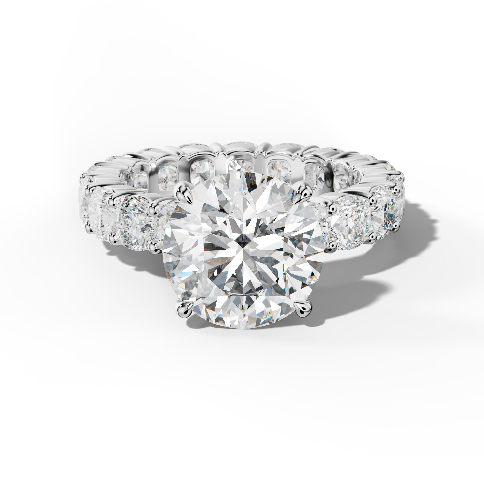 Teagan Round Diamond Engagement Ring With Cushion Side Stones