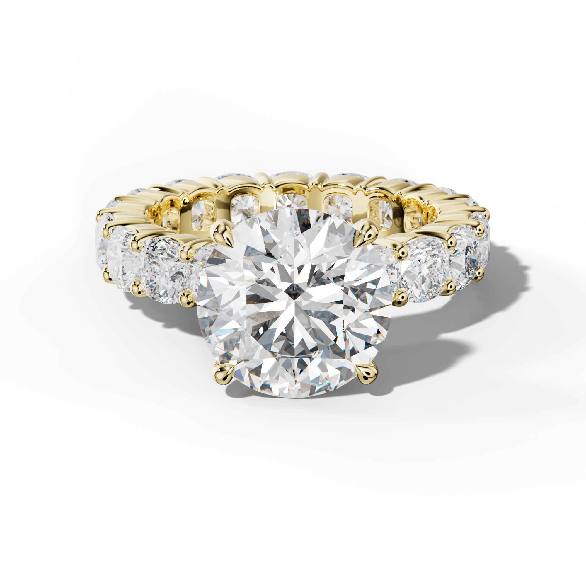 Teagan Round Diamond Engagement Ring With Cushion Side Stones