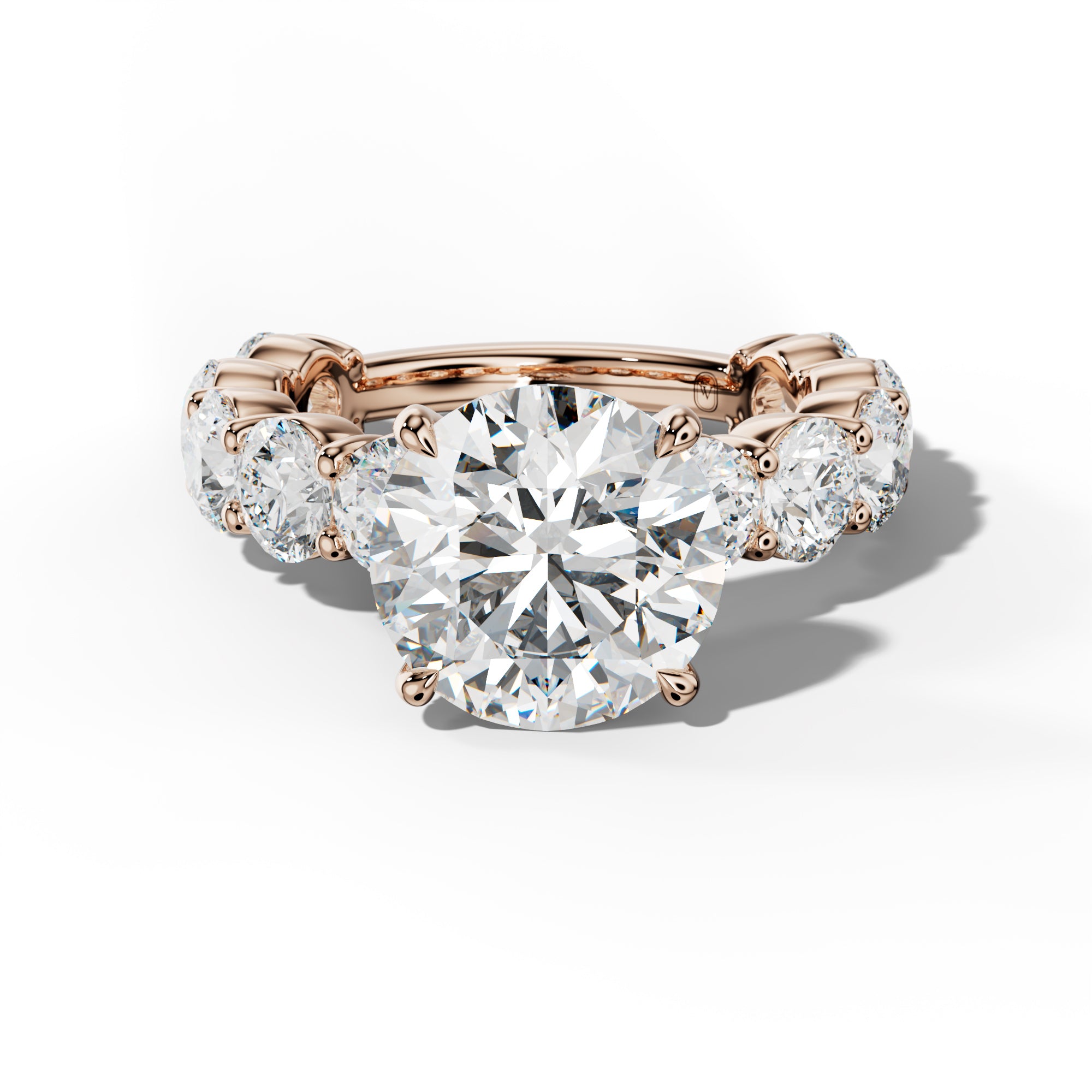 Marley Round Diamond Engagement Ring With Round Side Stones