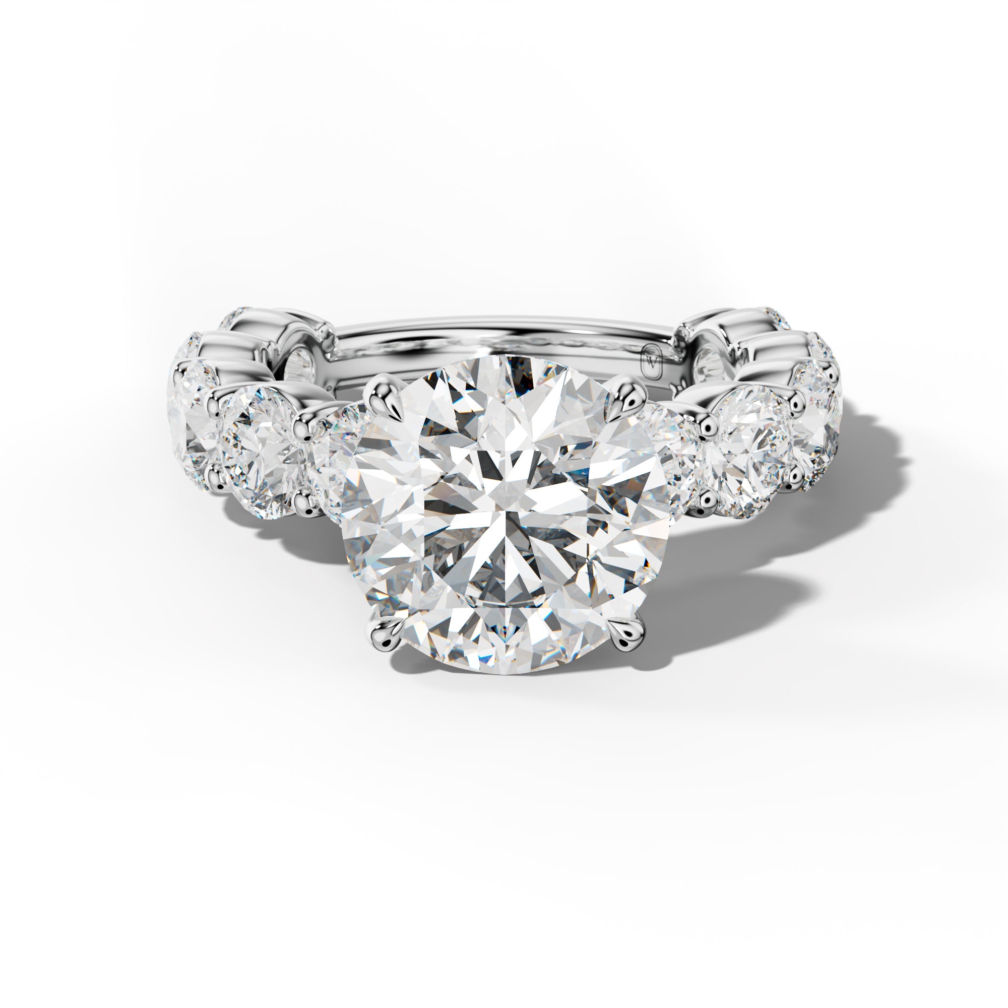 Marley Round Diamond Engagement Ring With Round Side Stones