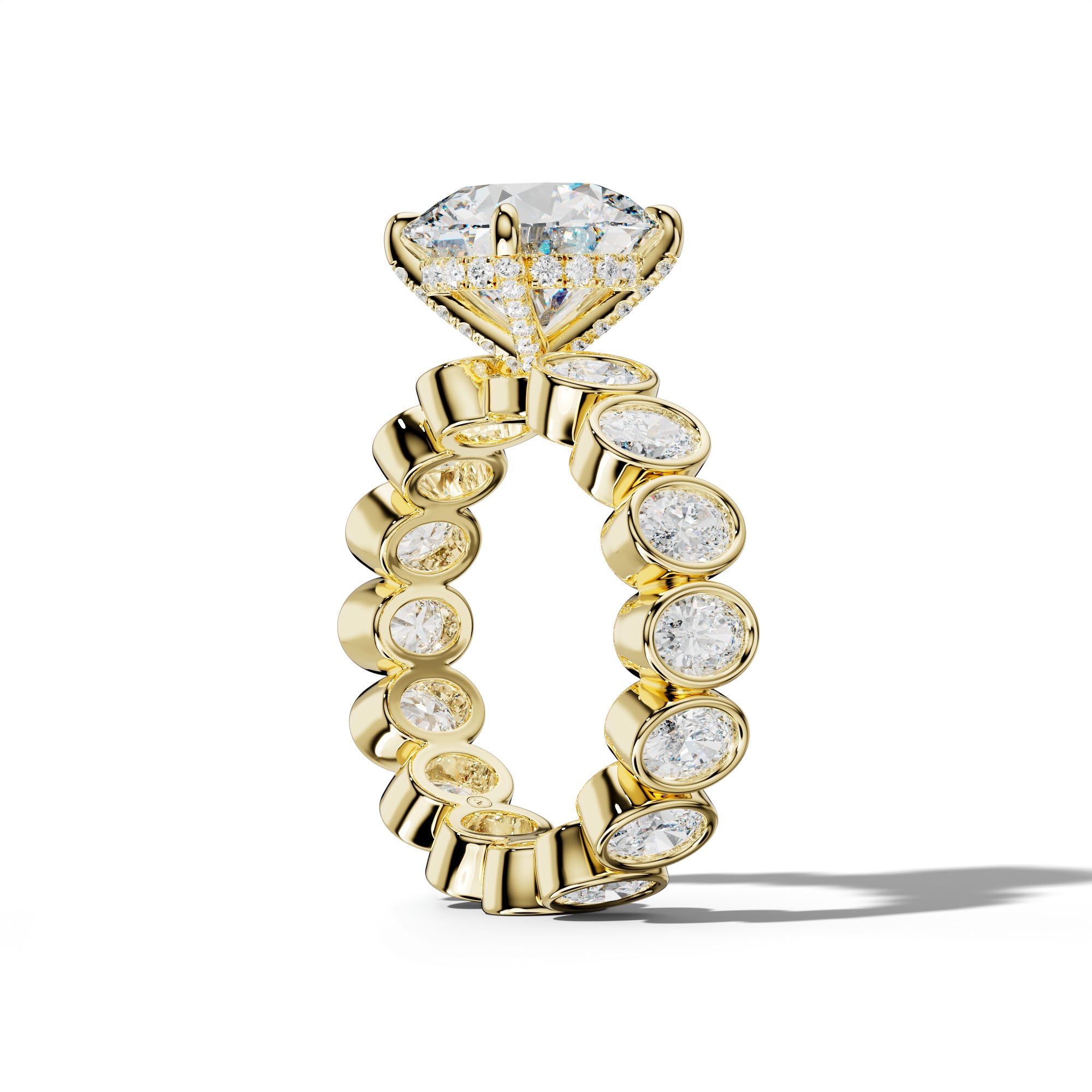 Brielle Round Diamond Engagement Ring With Oval Side Stones