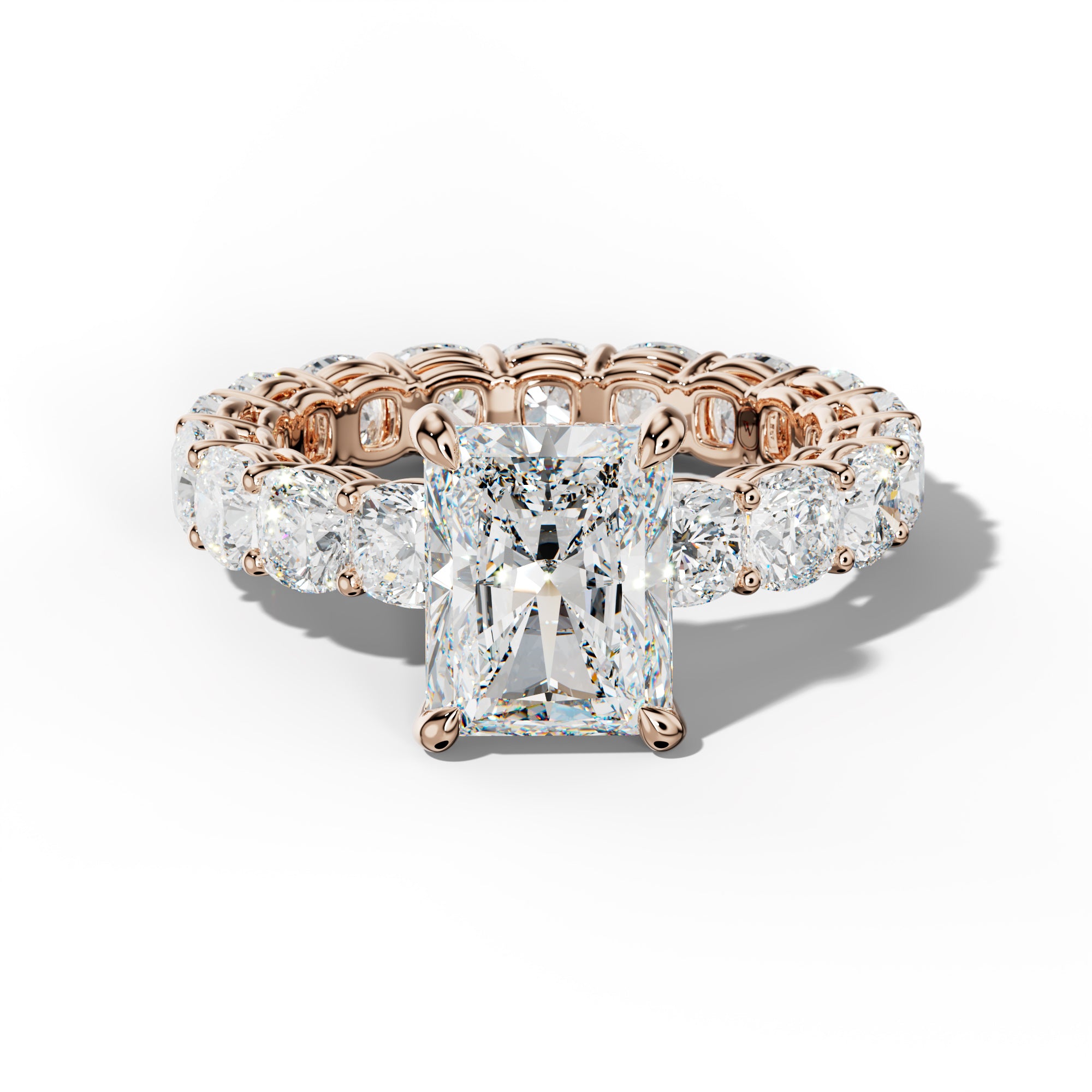 Celine Radiant Diamond Engagement Ring With Cushion Side Stones