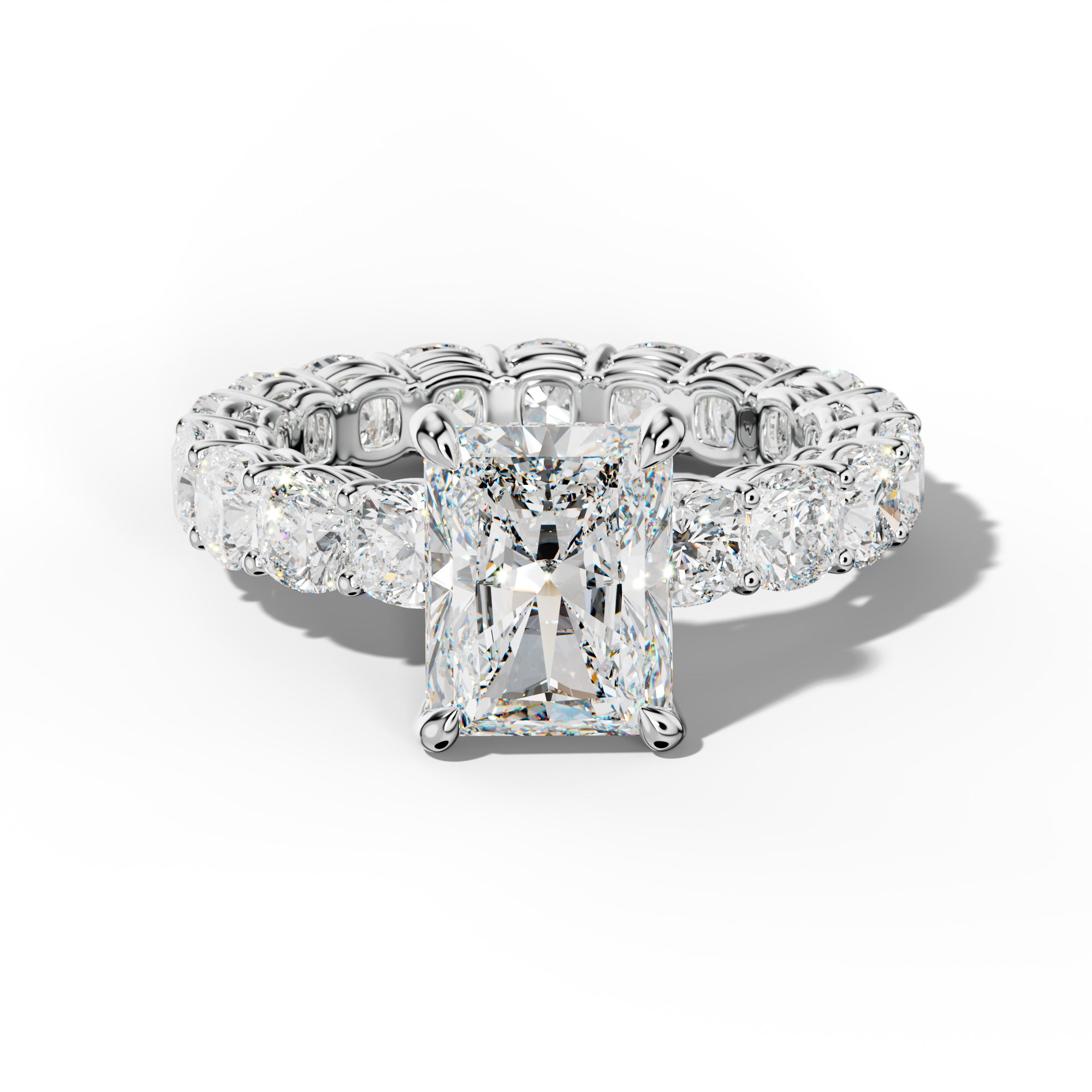 Celine Radiant Diamond Engagement Ring With Cushion Side Stones