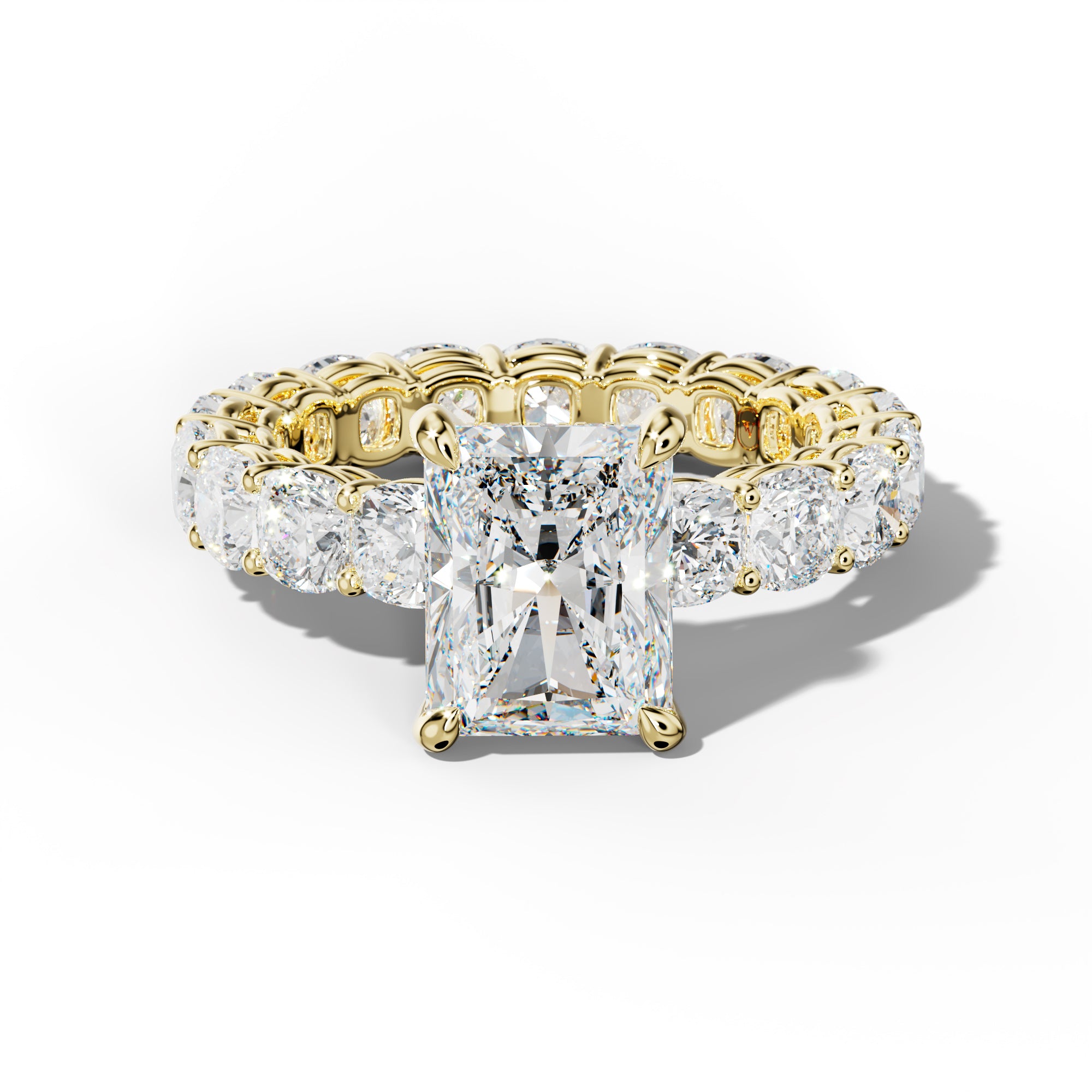 Celine Radiant Diamond Engagement Ring With Cushion Side Stones