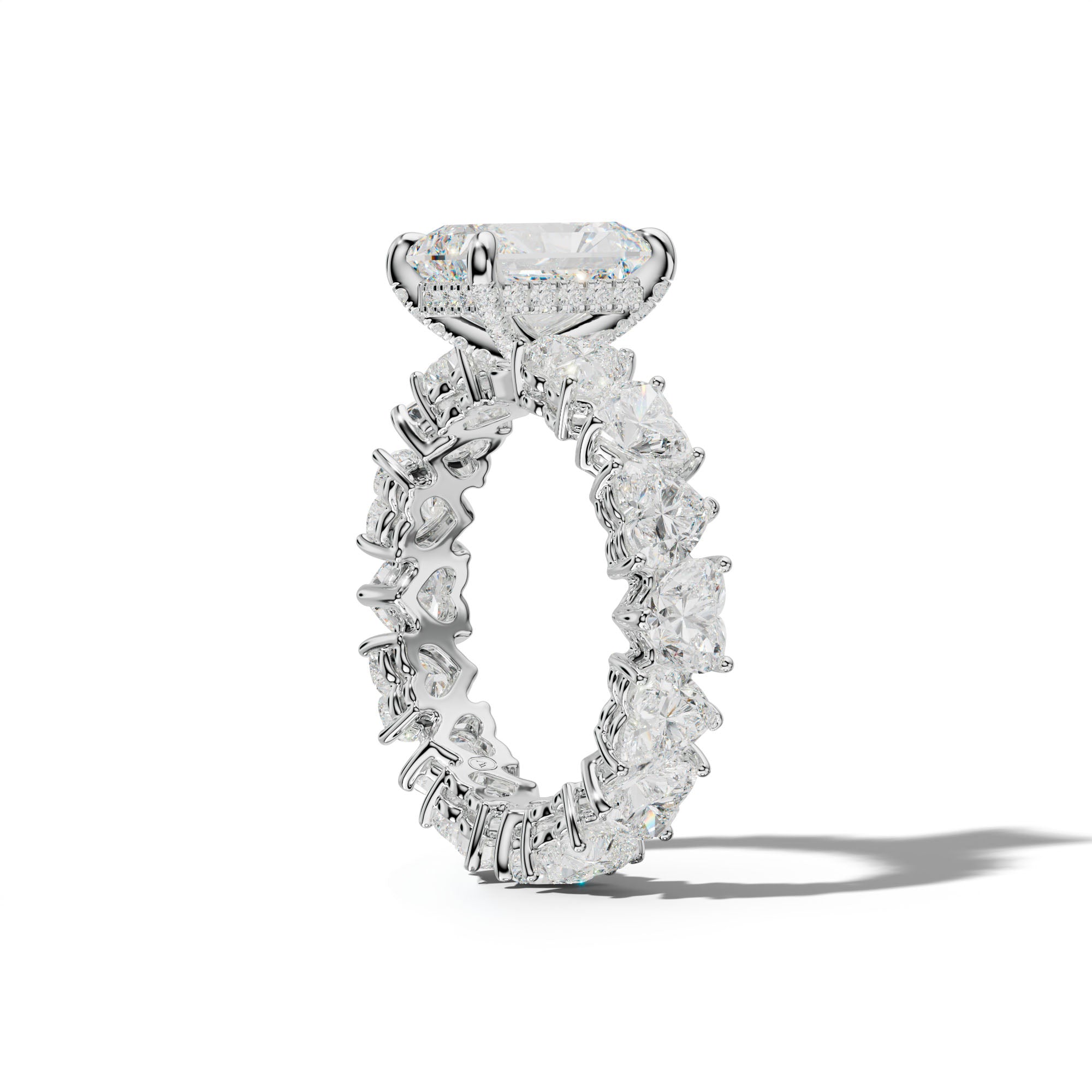 Melany Radiant Diamond Engagement Ring With Heart Side Stones