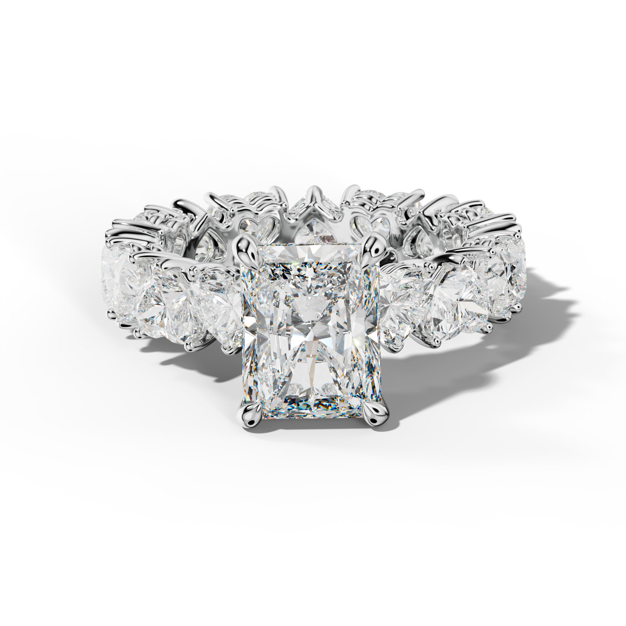 Melany Radiant Diamond Engagement Ring With Heart Side Stones