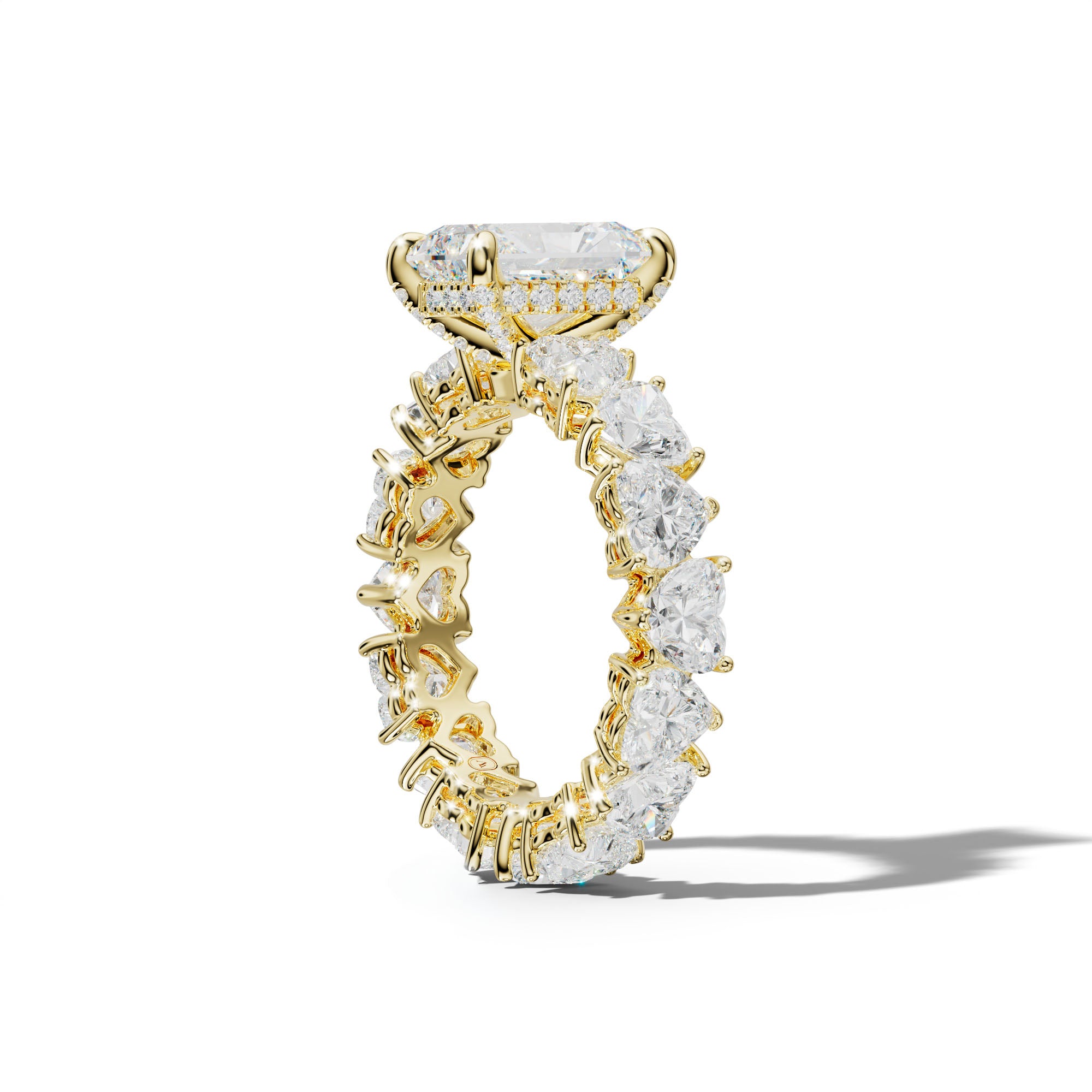 Melany Radiant Diamond Engagement Ring With Heart Side Stones