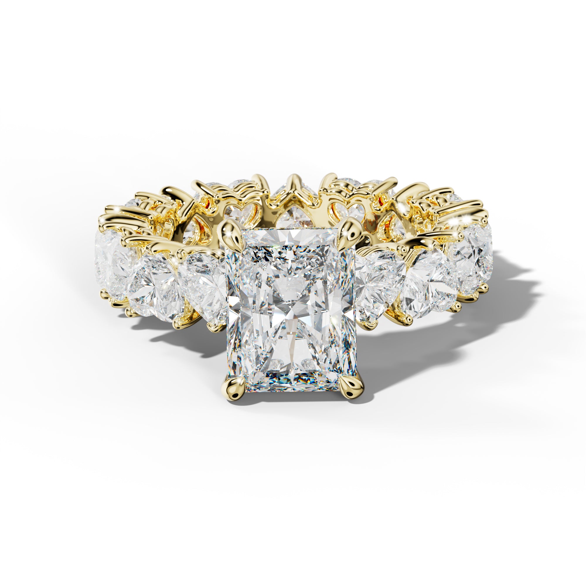 Melany Radiant Diamond Engagement Ring With Heart Side Stones