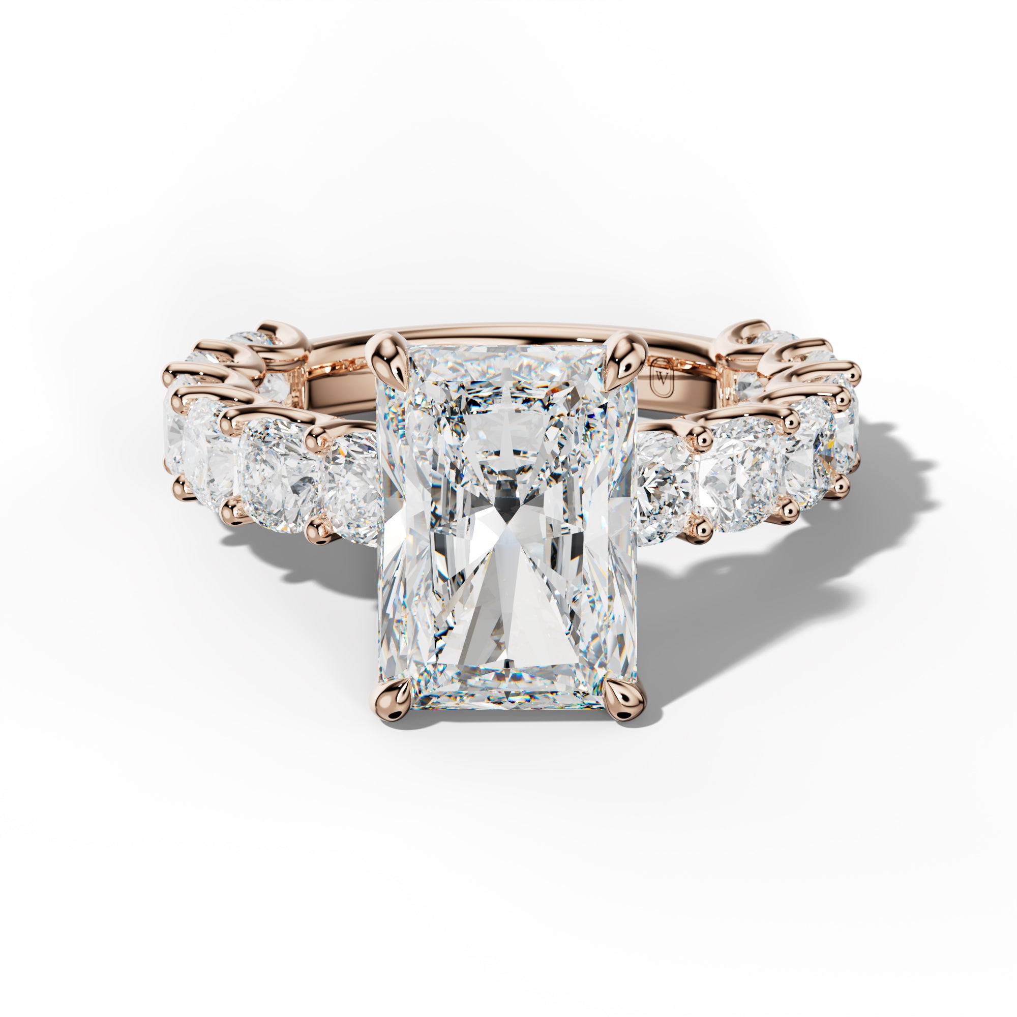 Daniela Radiant Diamond Engagement Ring With Cushion Side Stones