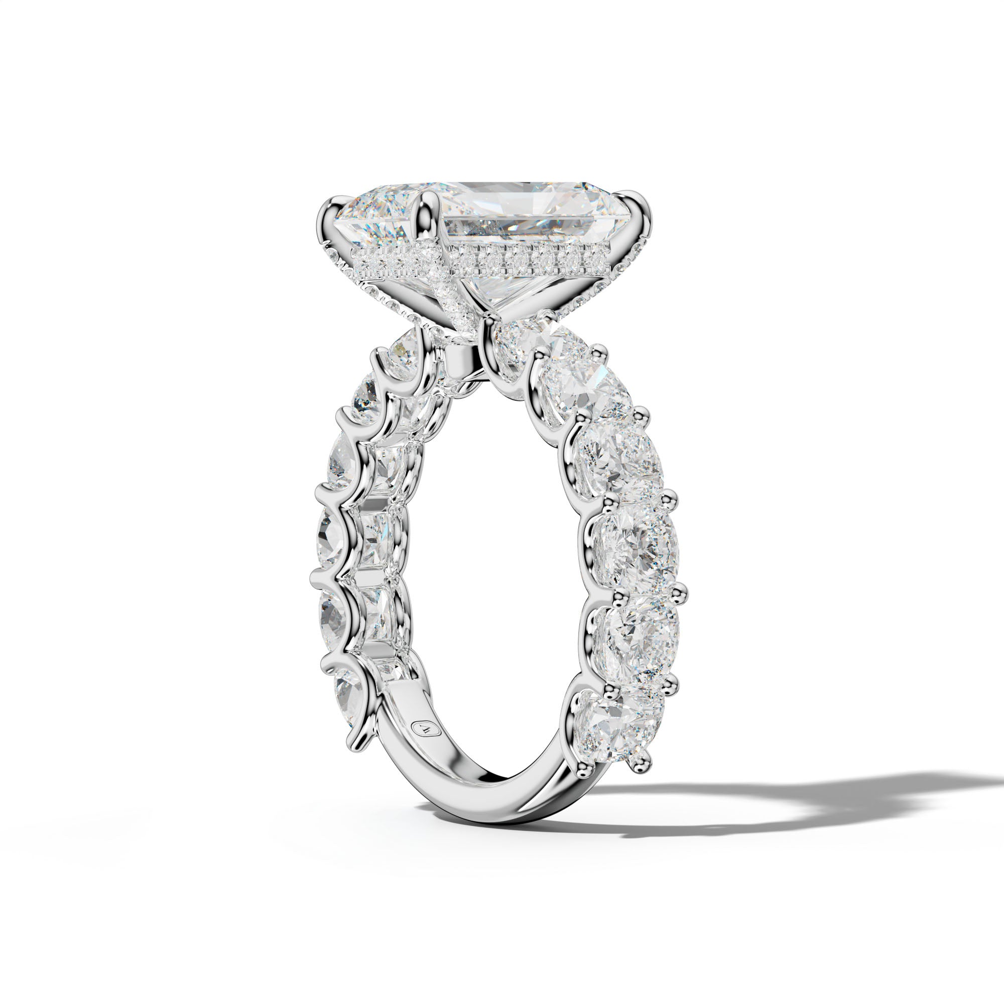 Daniela Radiant Diamond Engagement Ring With Cushion Side Stones