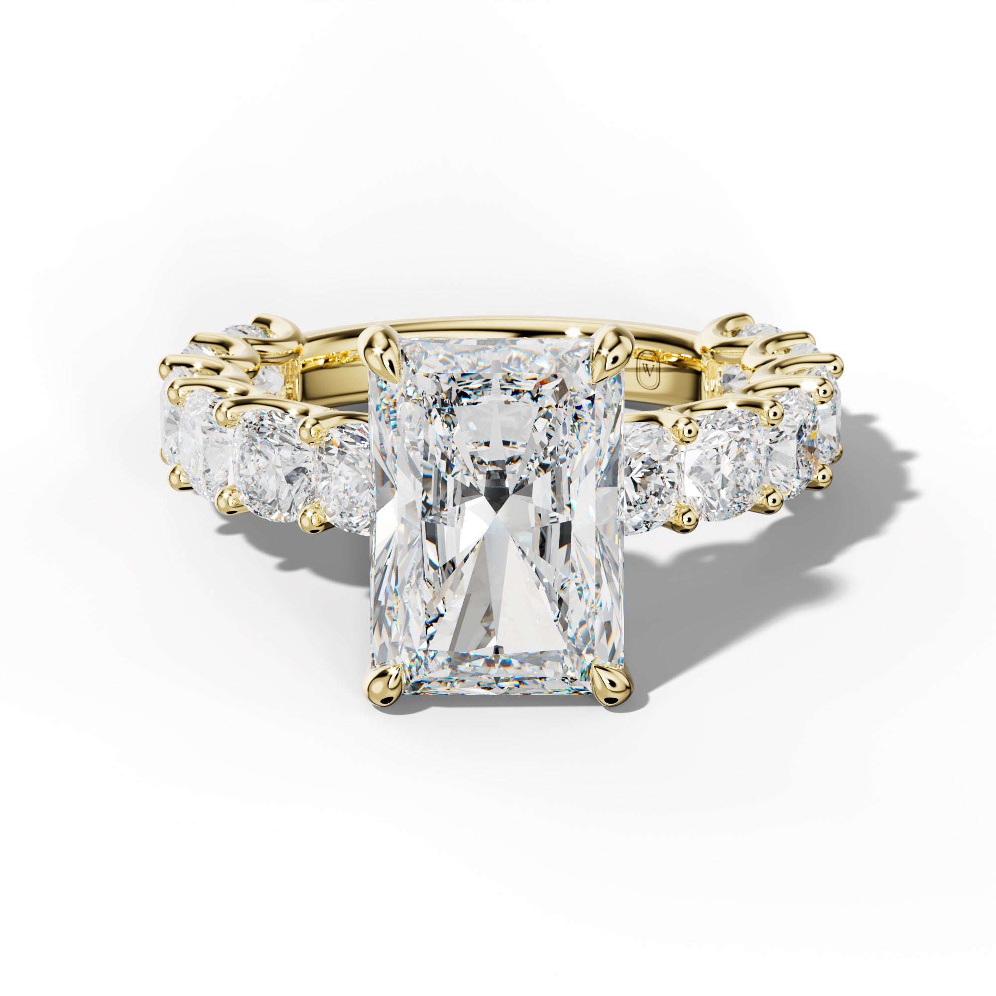 Daniela Radiant Diamond Engagement Ring With Cushion Side Stones