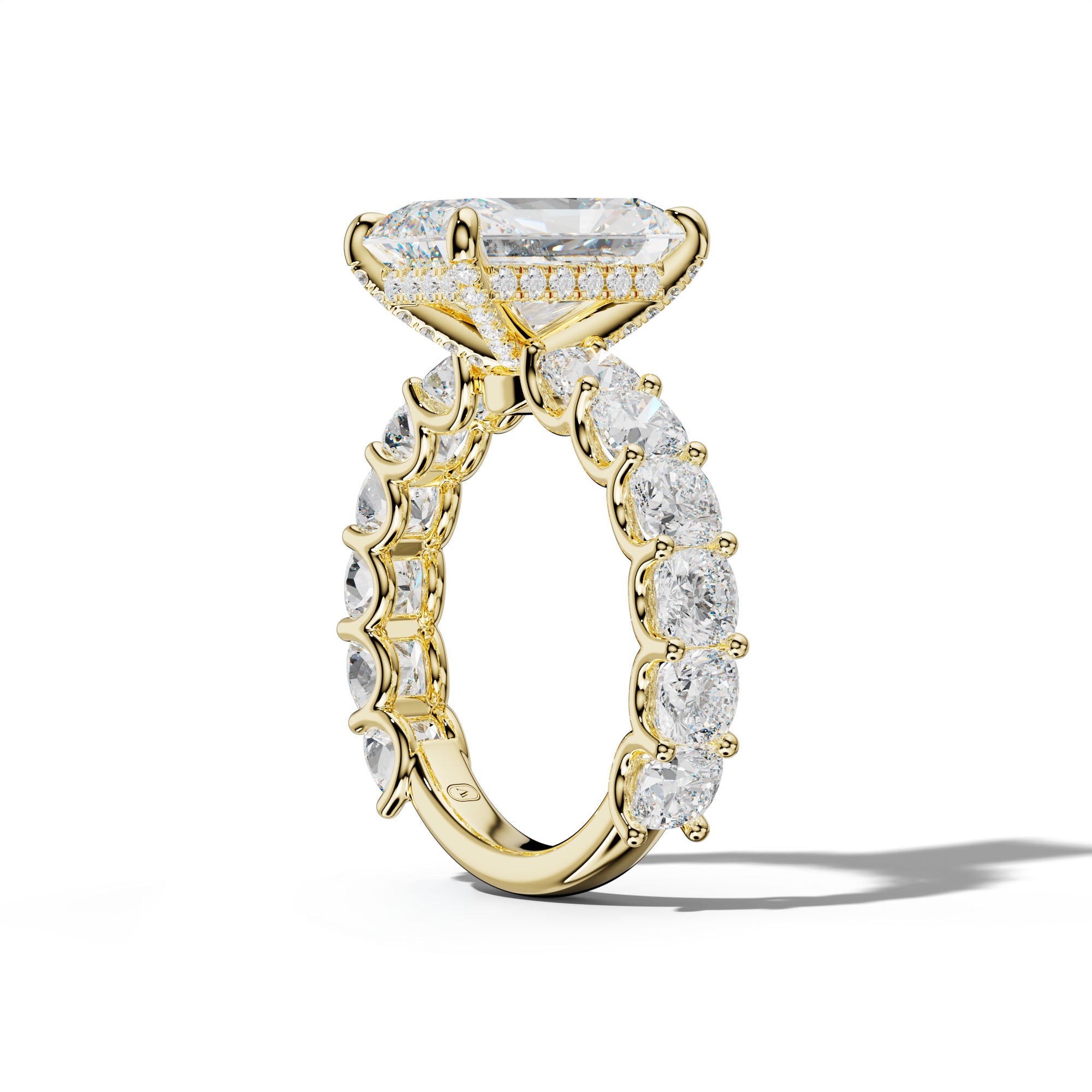 Daniela Radiant Diamond Engagement Ring With Cushion Side Stones
