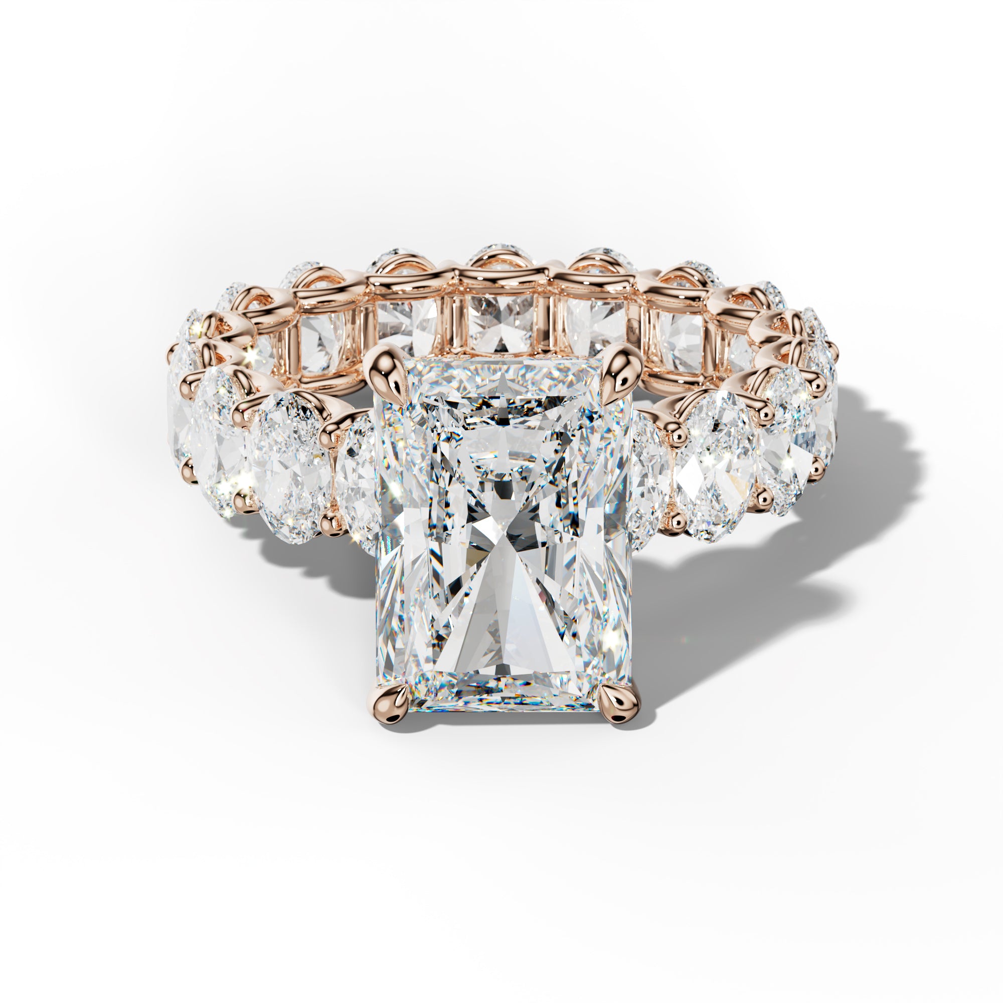 Helena Radiant Diamond Engagement Ring With Oval Side Stones