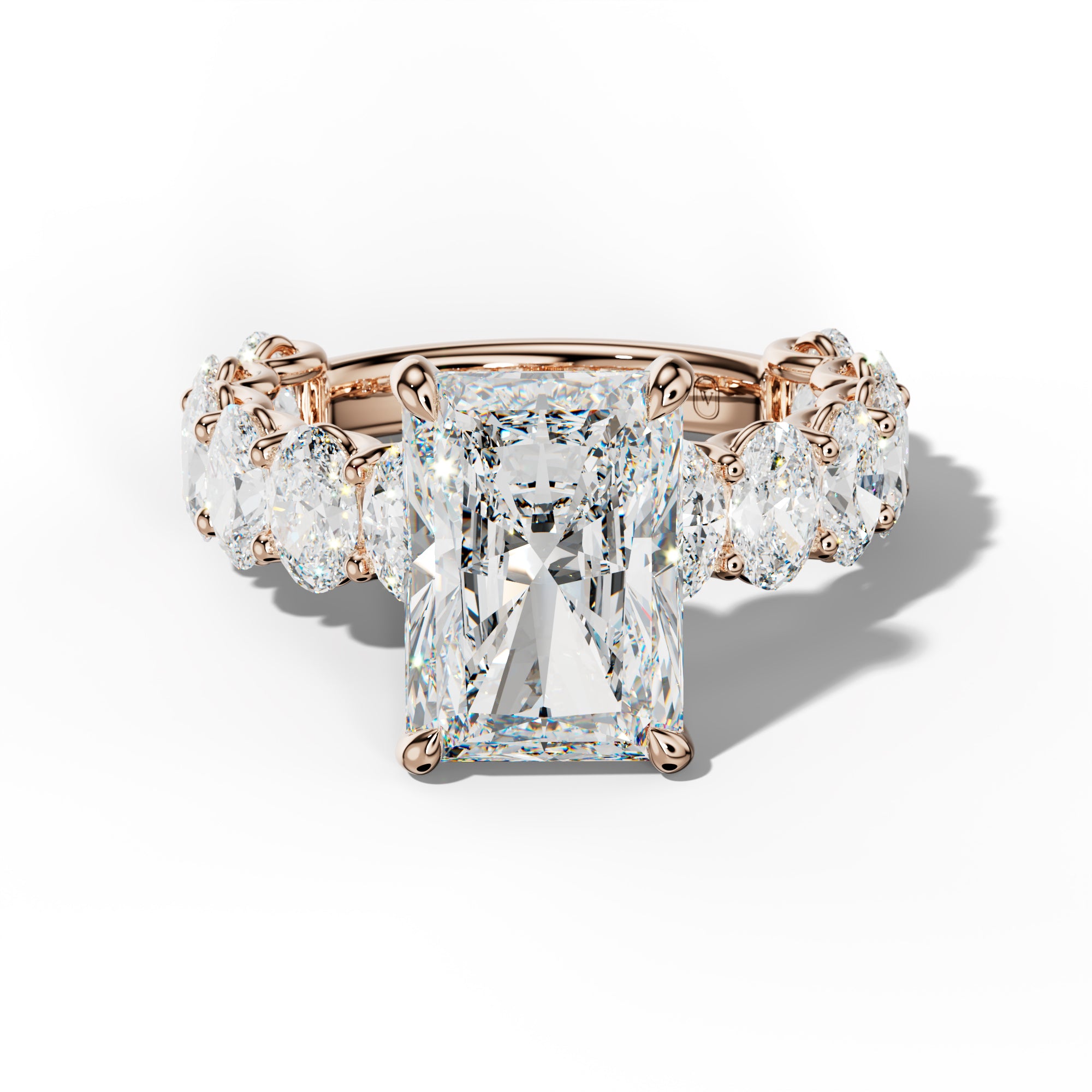 Ada Radiant Diamond Engagement Ring With Oval Side Stones