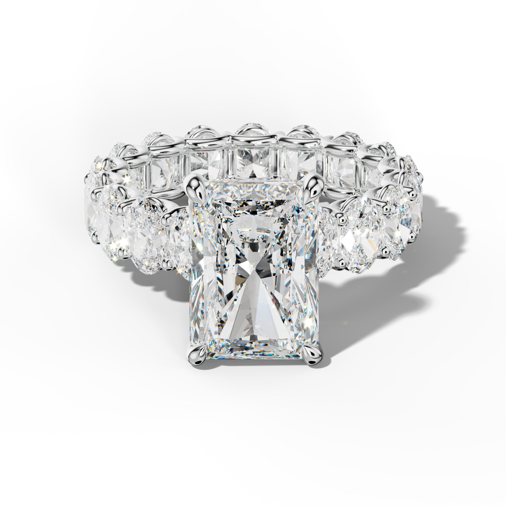 Helena Radiant Diamond Engagement Ring With Oval Side Stones