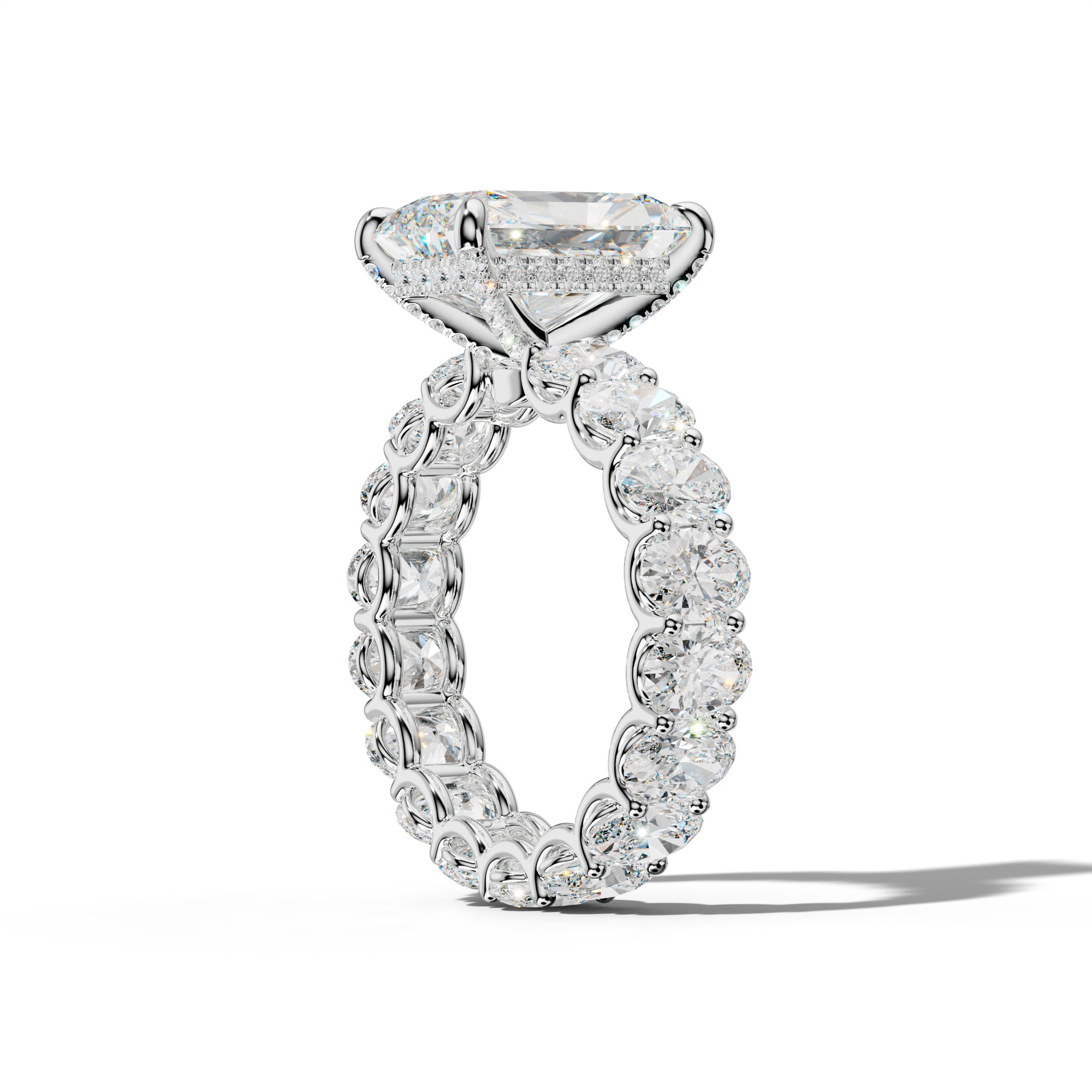 Helena Radiant Diamond Engagement Ring With Oval Side Stones