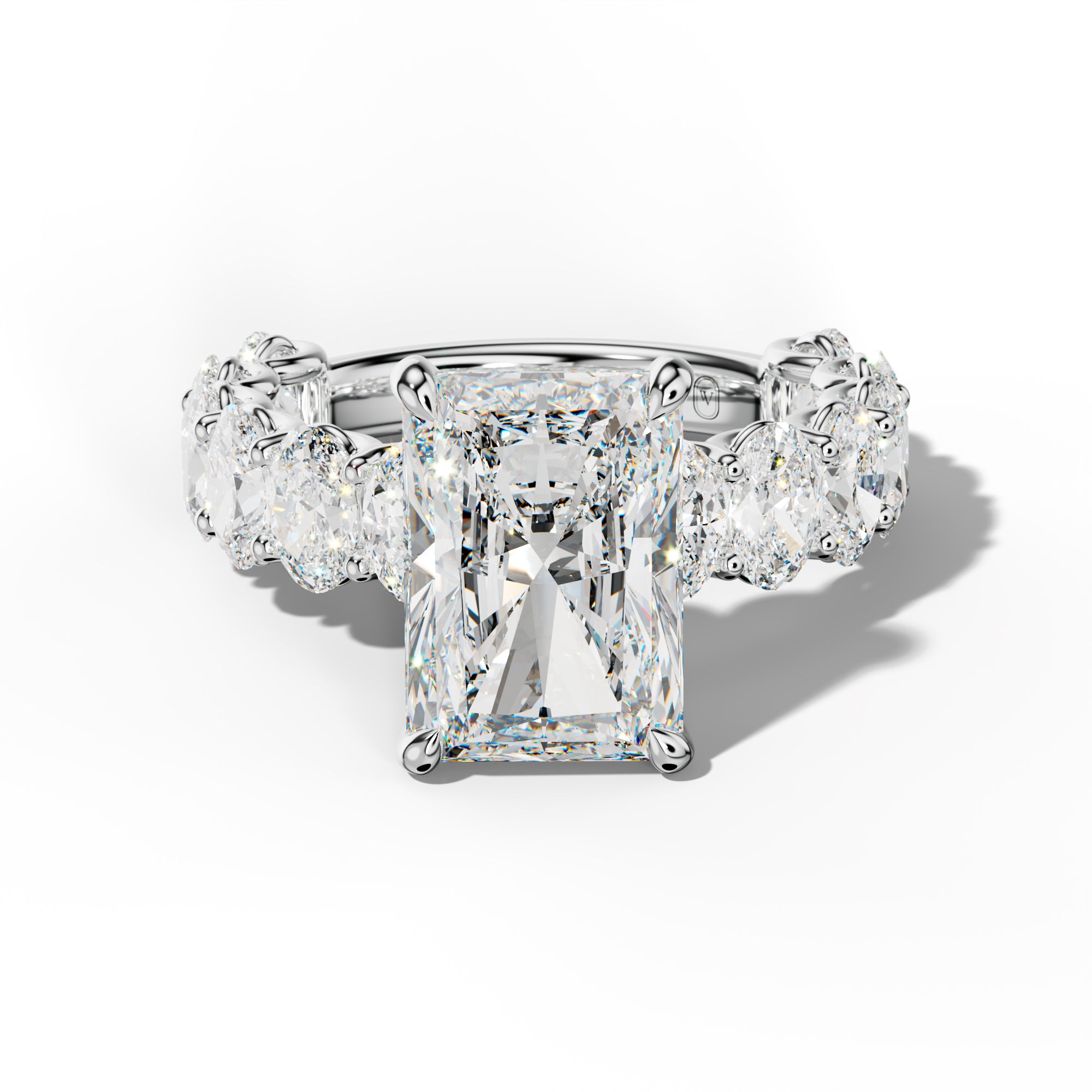 Ada Radiant Diamond Engagement Ring With Oval Side Stones