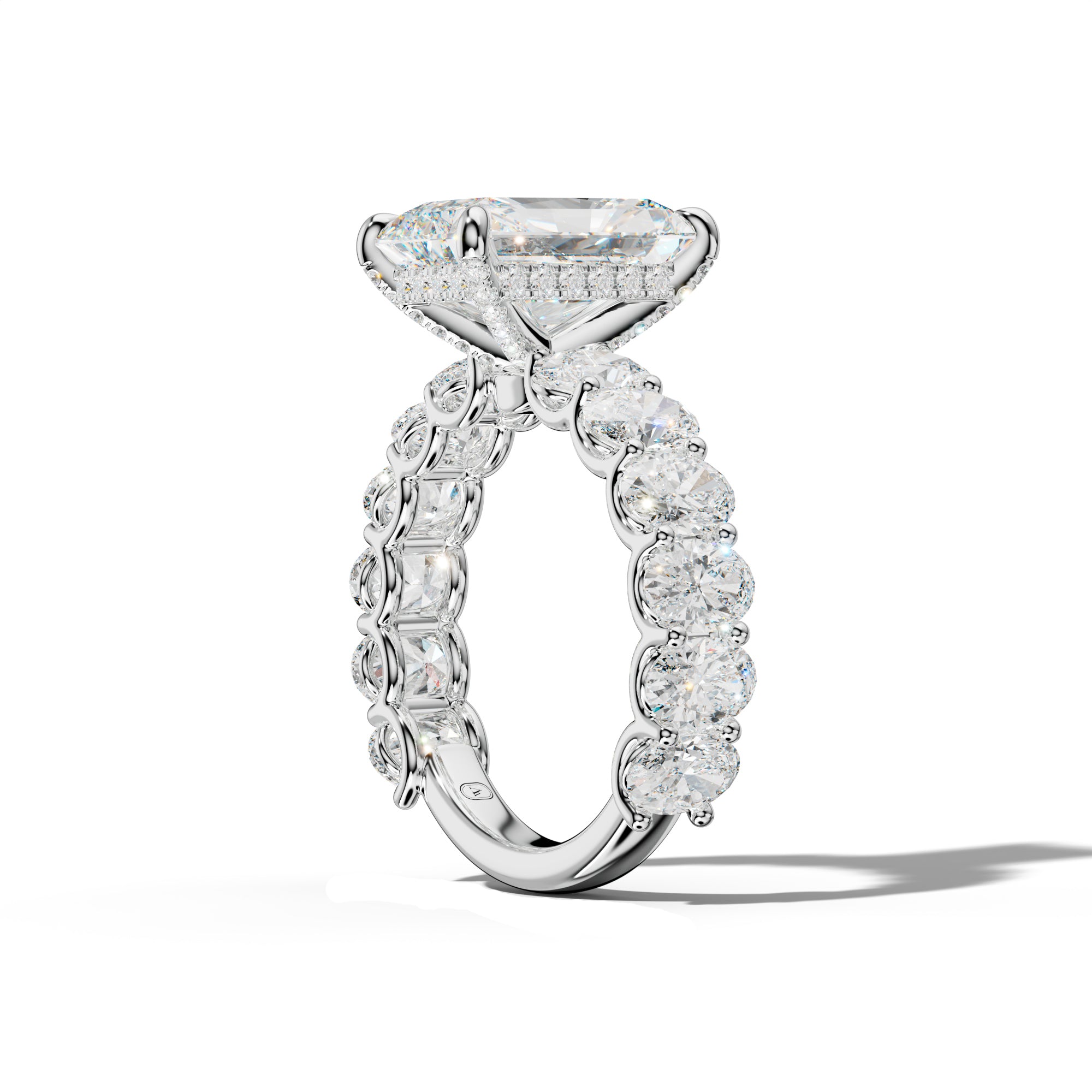 Ada Radiant Diamond Engagement Ring With Oval Side Stones