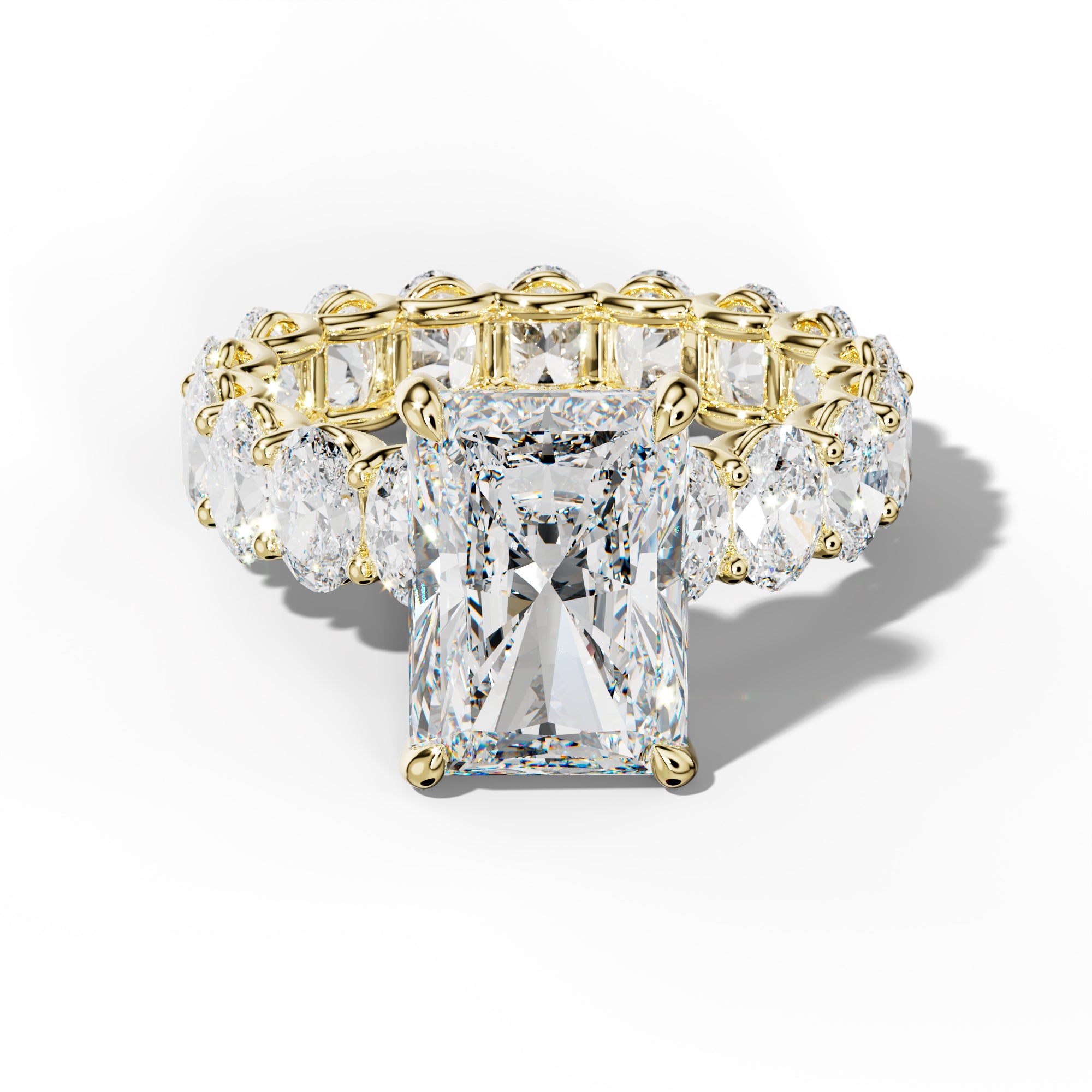 Helena Radiant Diamond Engagement Ring With Oval Side Stones