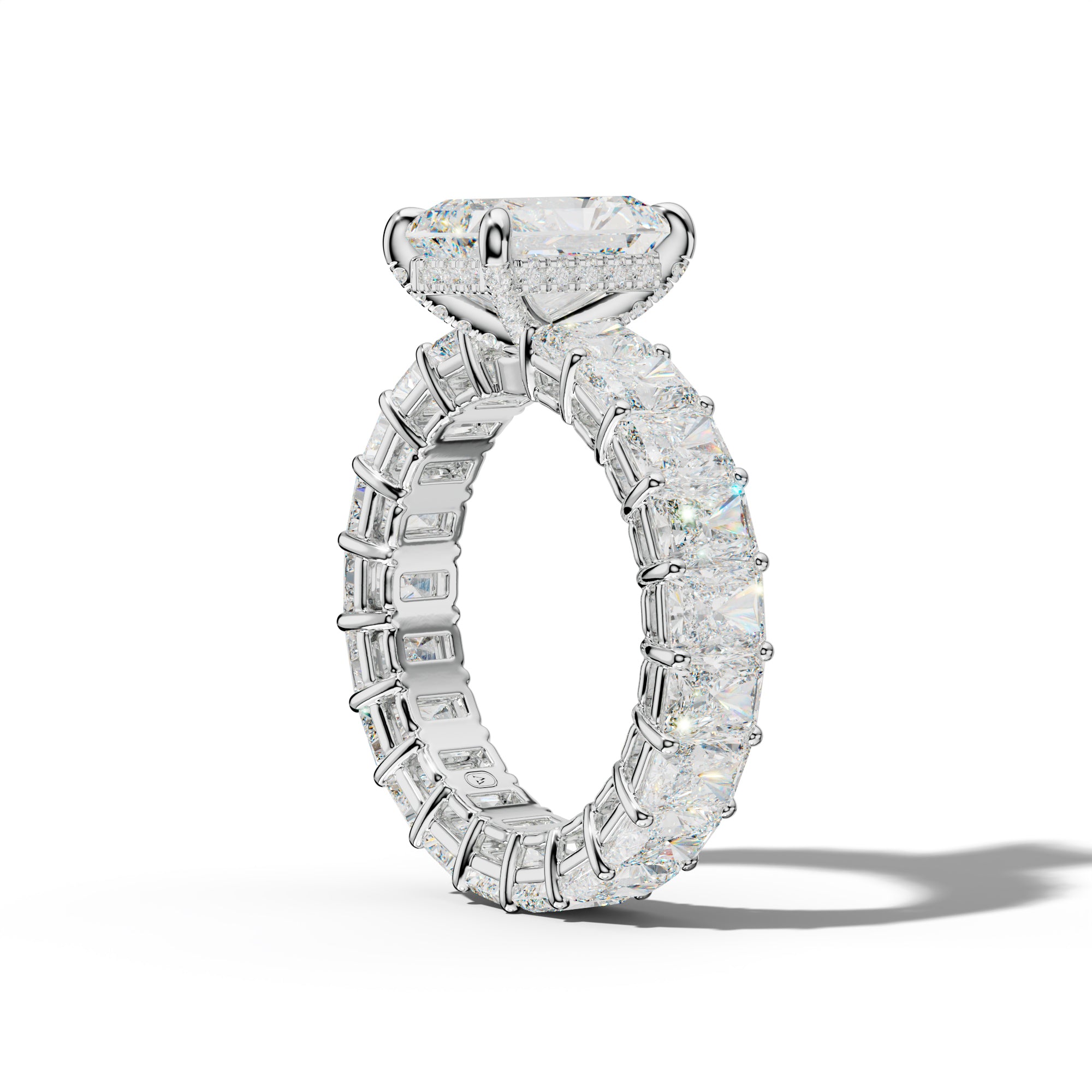 Soraya Radiant Diamond Engagement Ring With Radiant Side Stones