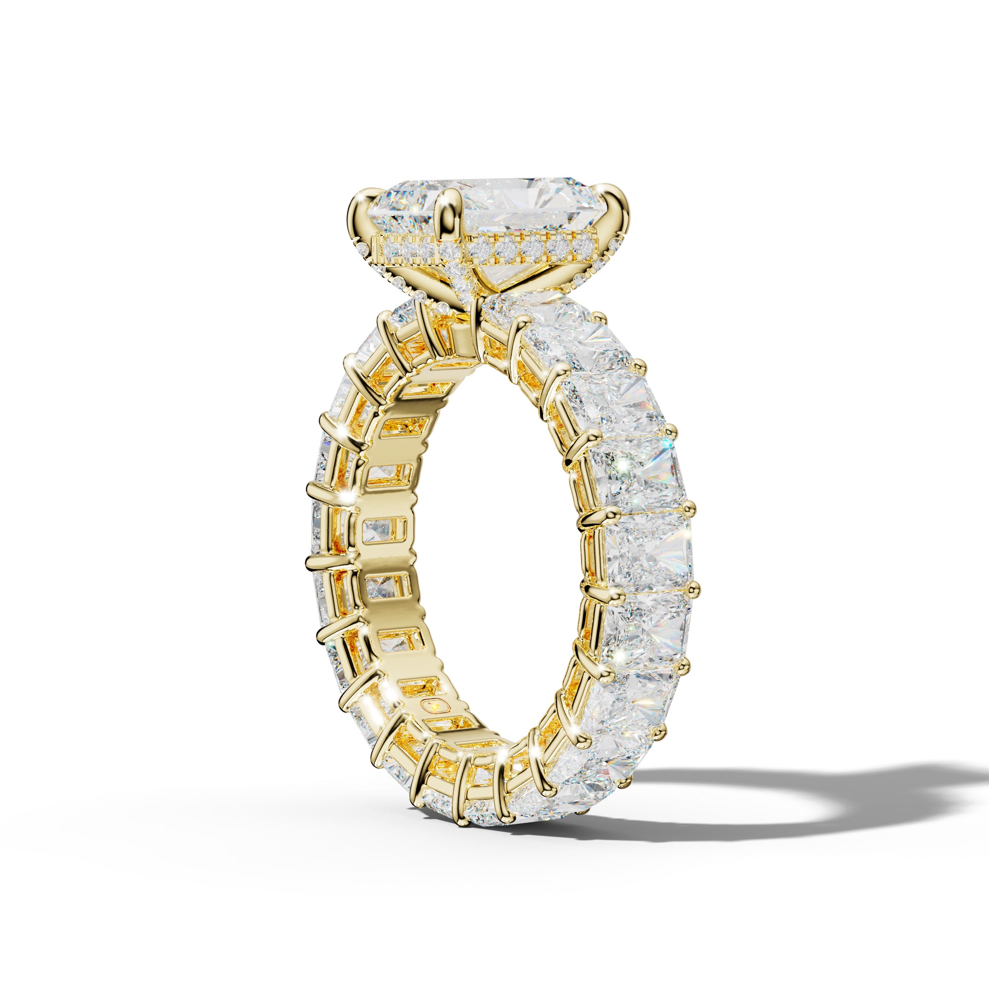 Soraya Radiant Diamond Engagement Ring With Radiant Side Stones