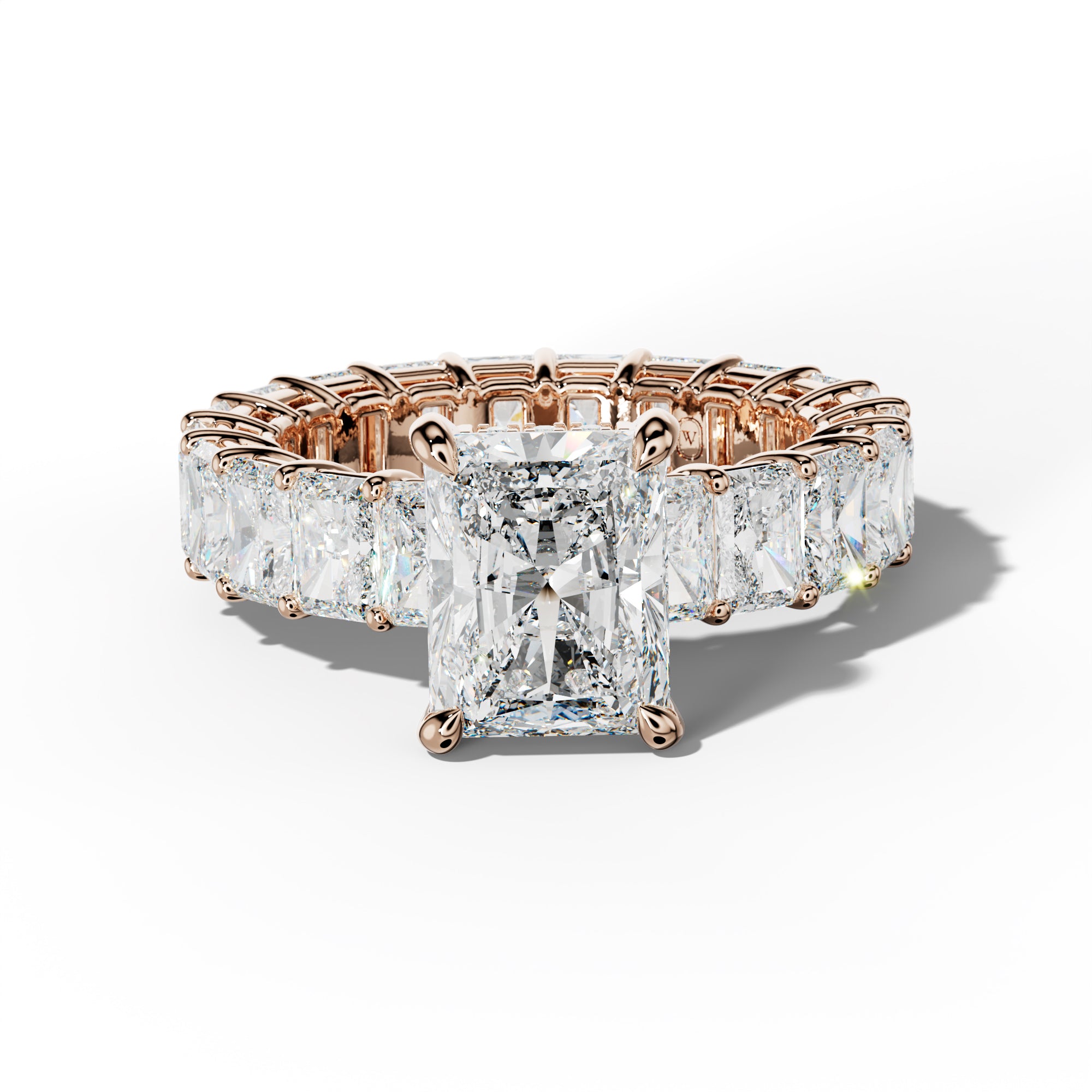 Soraya Radiant Diamond Engagement Ring With Radiant Side Stones