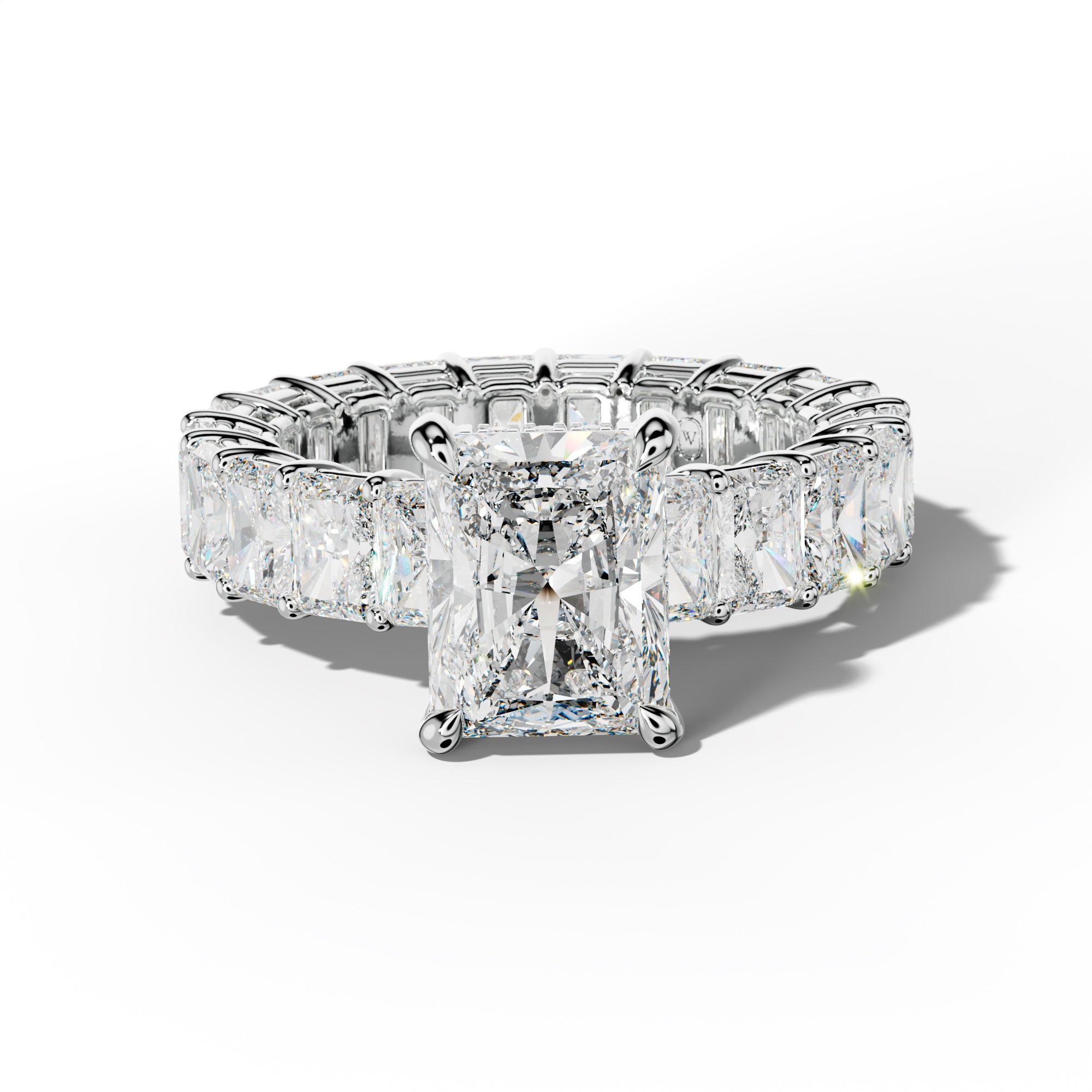 Soraya Radiant Diamond Engagement Ring With Radiant Side Stones