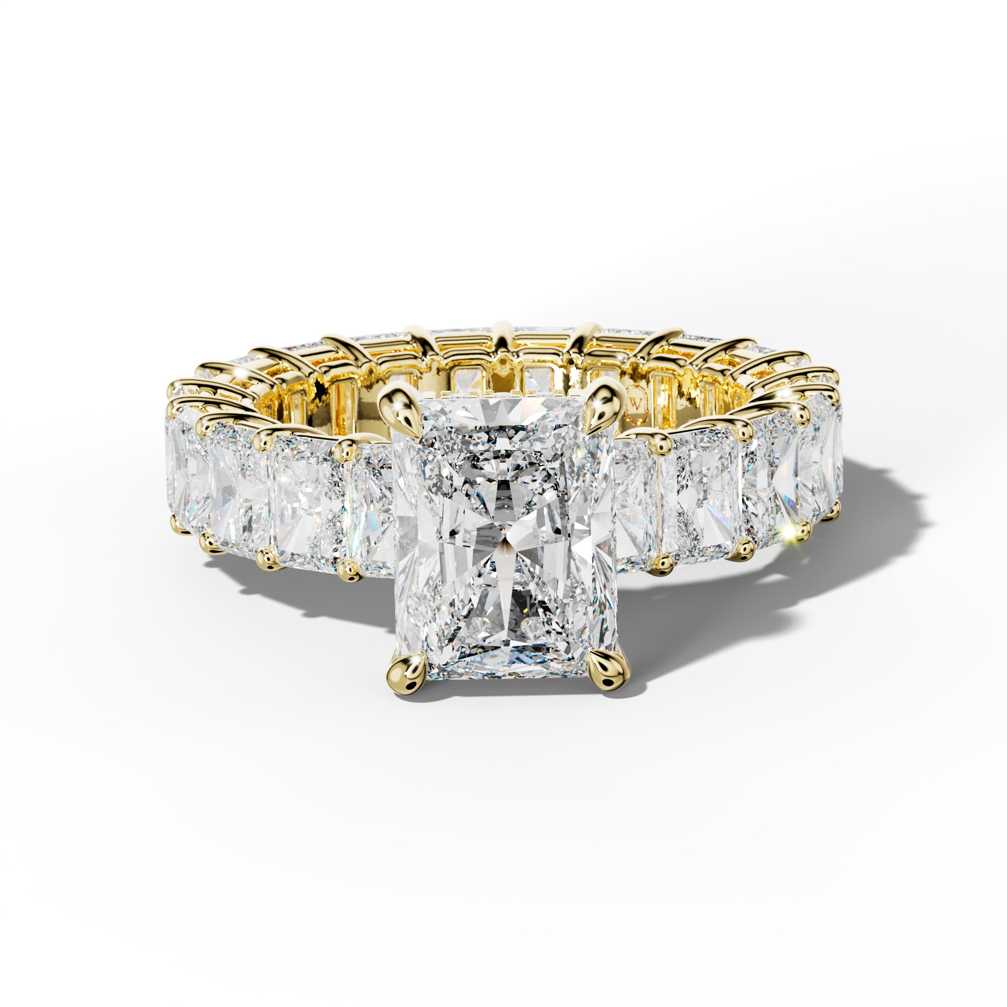 Soraya Radiant Diamond Engagement Ring With Radiant Side Stones