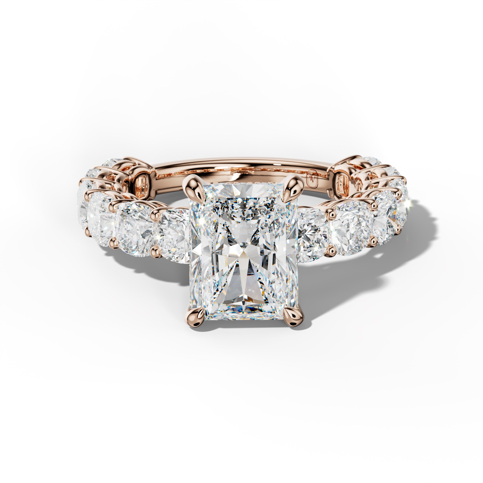 Bailey Radiant Diamond Engagement Ring With Cushion Side Stones