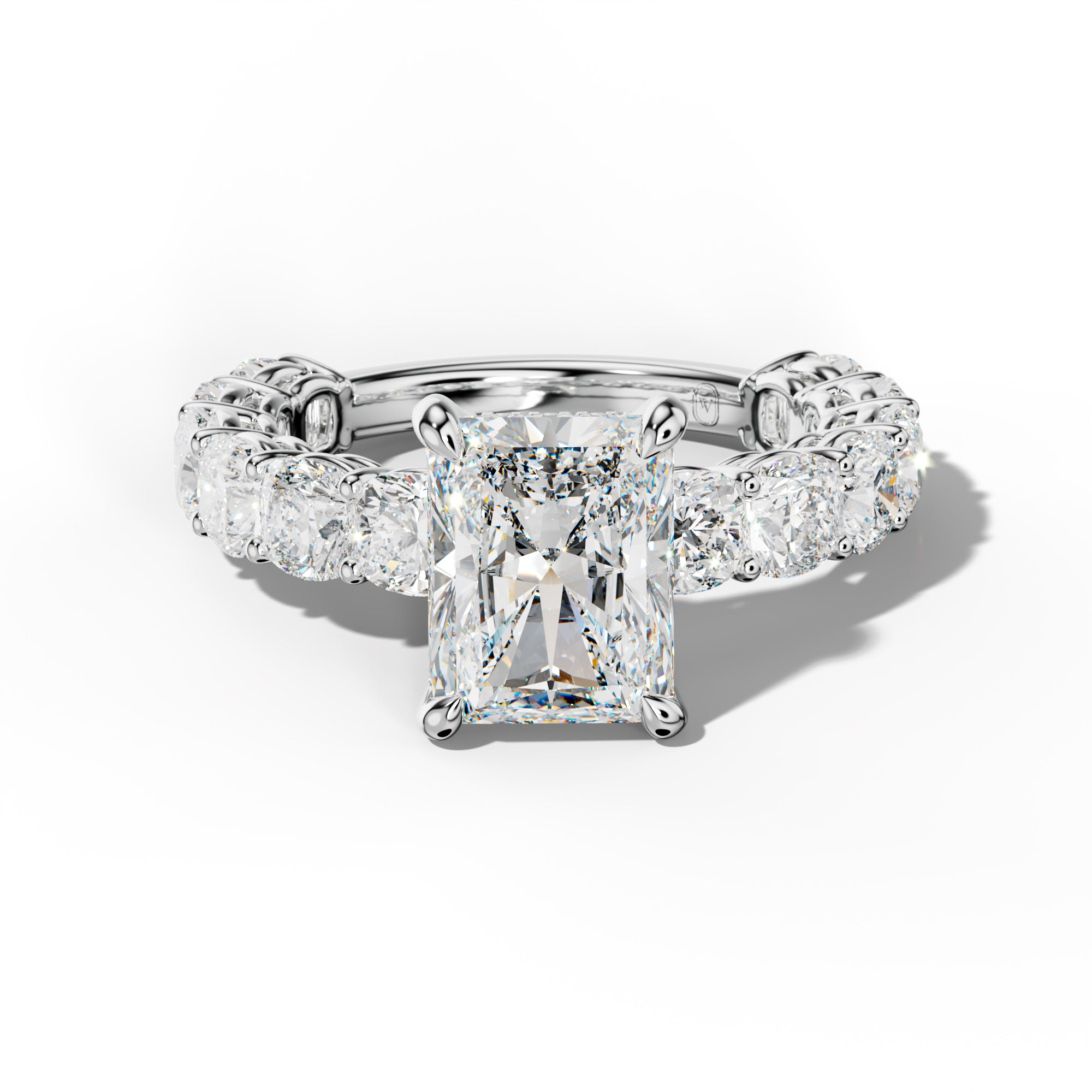 Bailey Radiant Diamond Engagement Ring With Cushion Side Stones