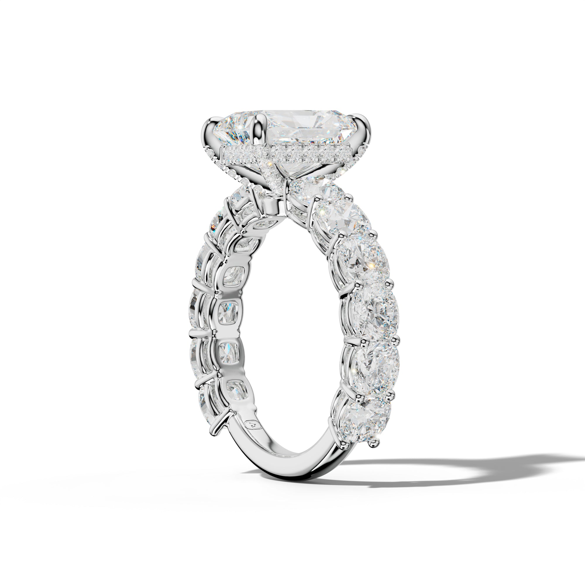 Bailey Radiant Diamond Engagement Ring With Cushion Side Stones