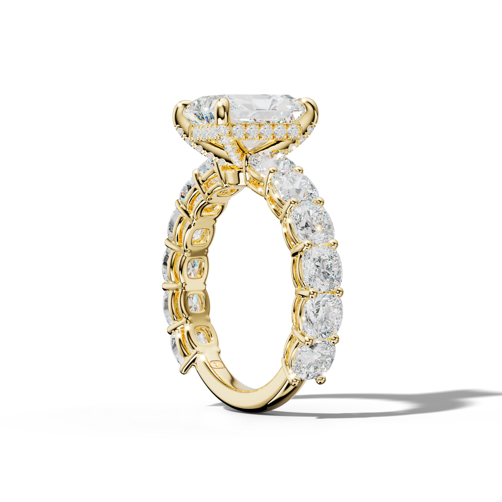 Bailey Radiant Diamond Engagement Ring With Cushion Side Stones