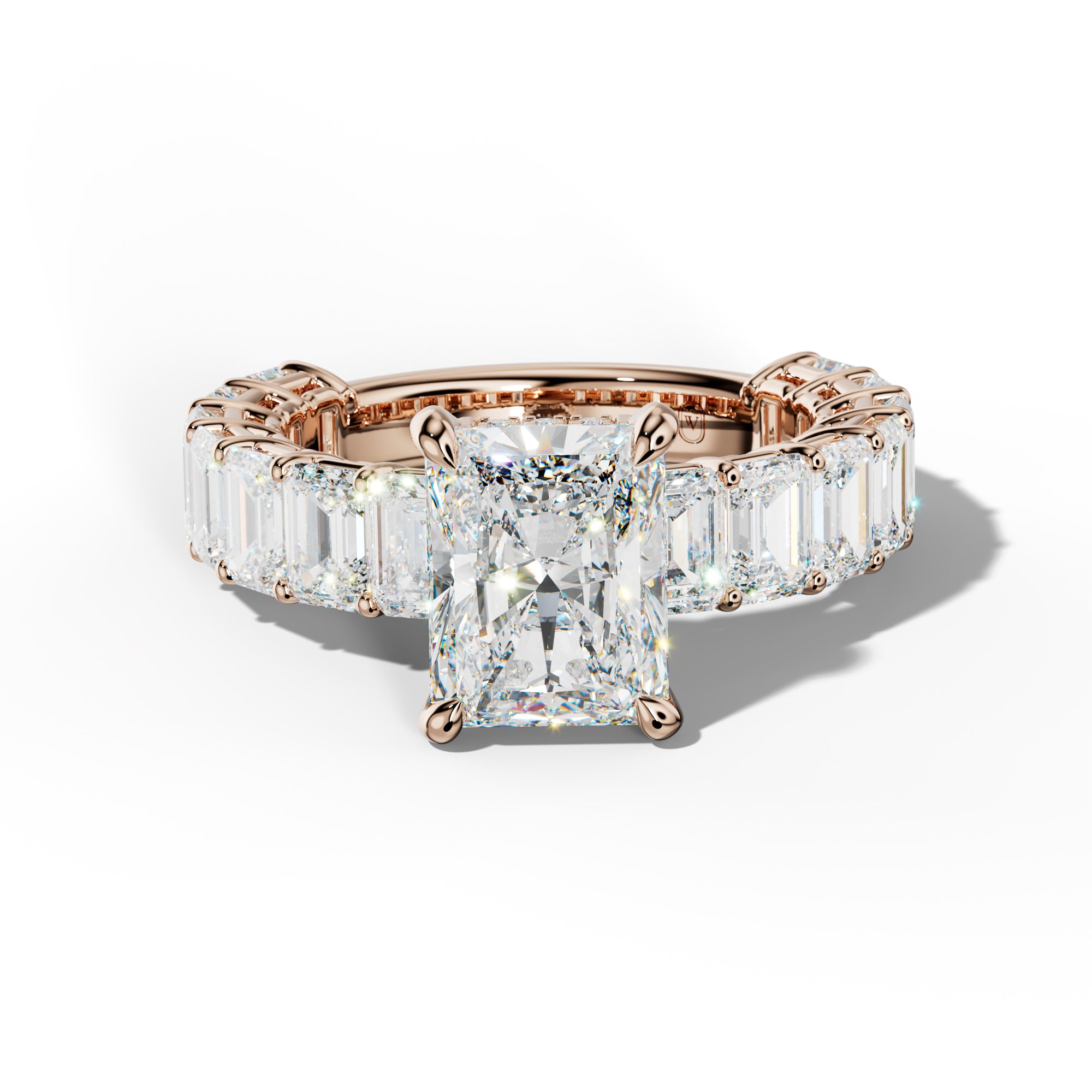 Mina Radiant Diamond Engagement Ring With Emerald Cut Side Stones