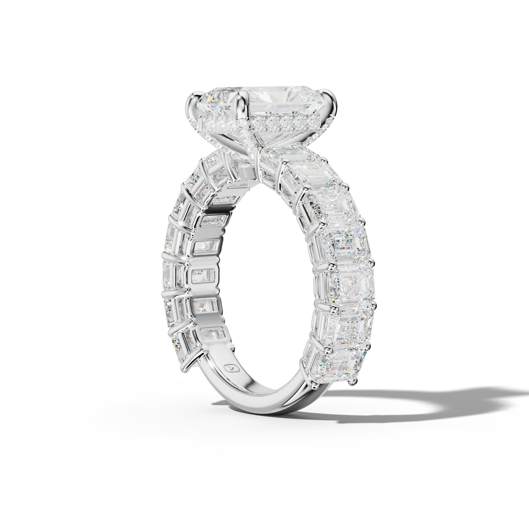 Mina Radiant Diamond Engagement Ring With Emerald Cut Side Stones