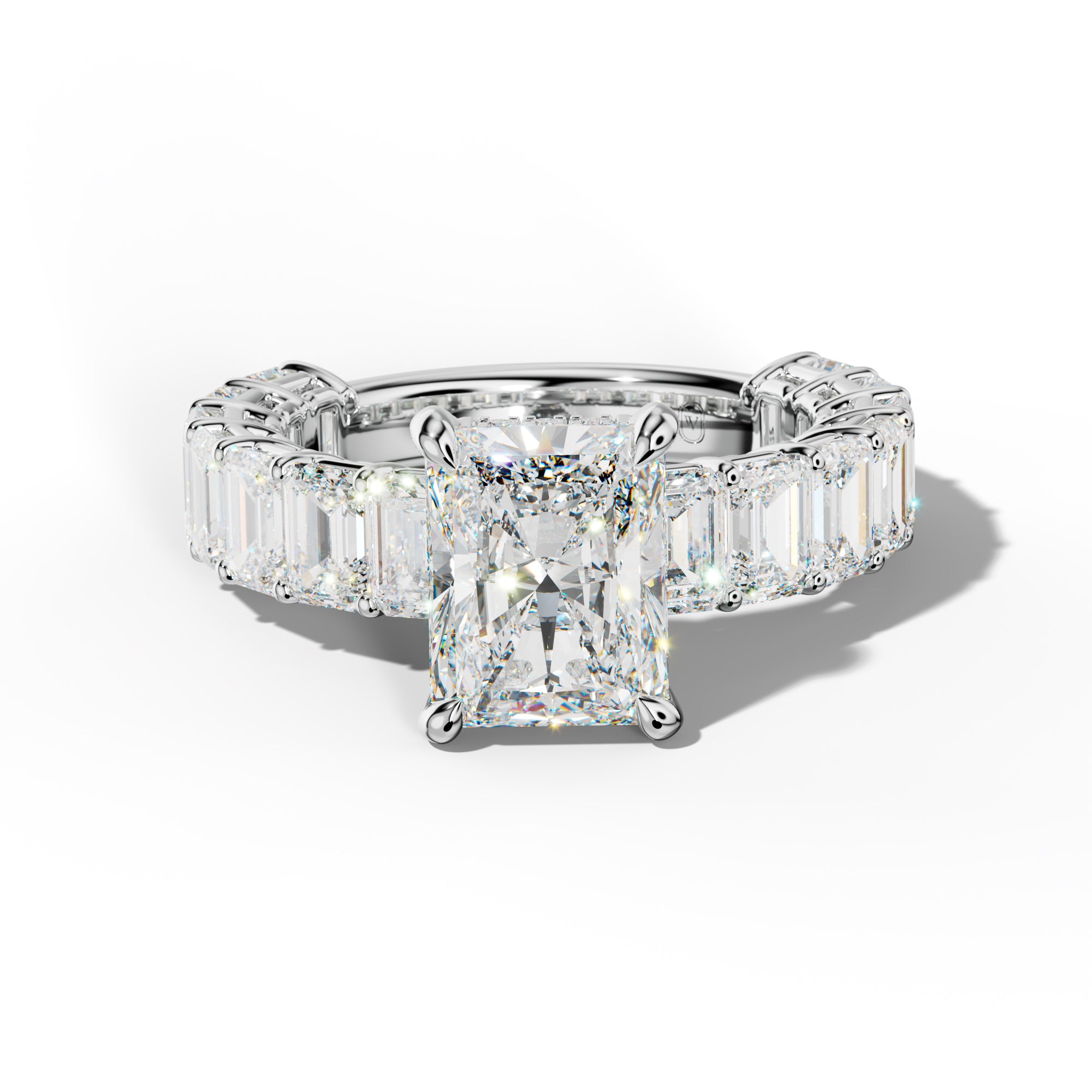 Mina Radiant Diamond Engagement Ring With Emerald Cut Side Stones