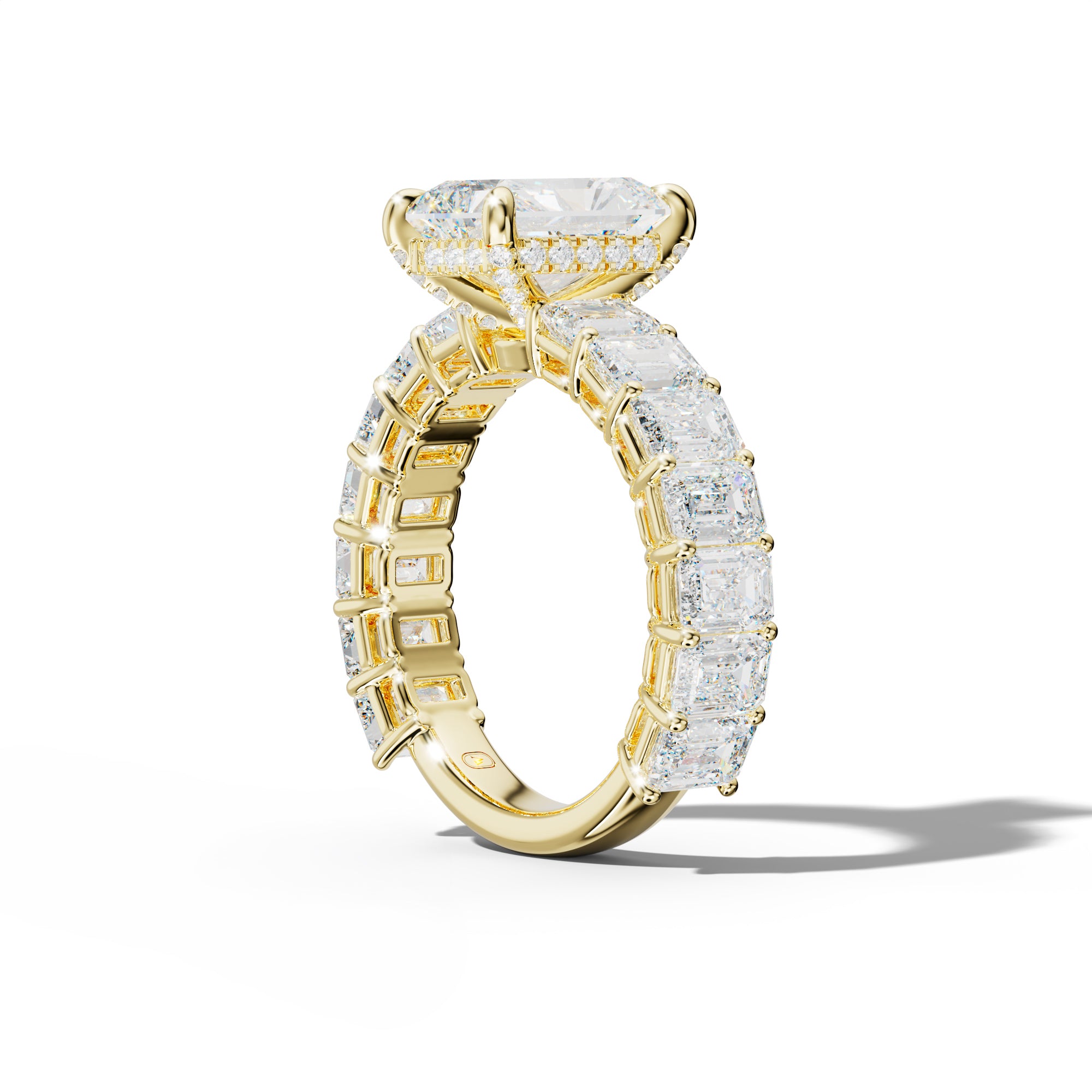 Mina Radiant Diamond Engagement Ring With Emerald Cut Side Stones