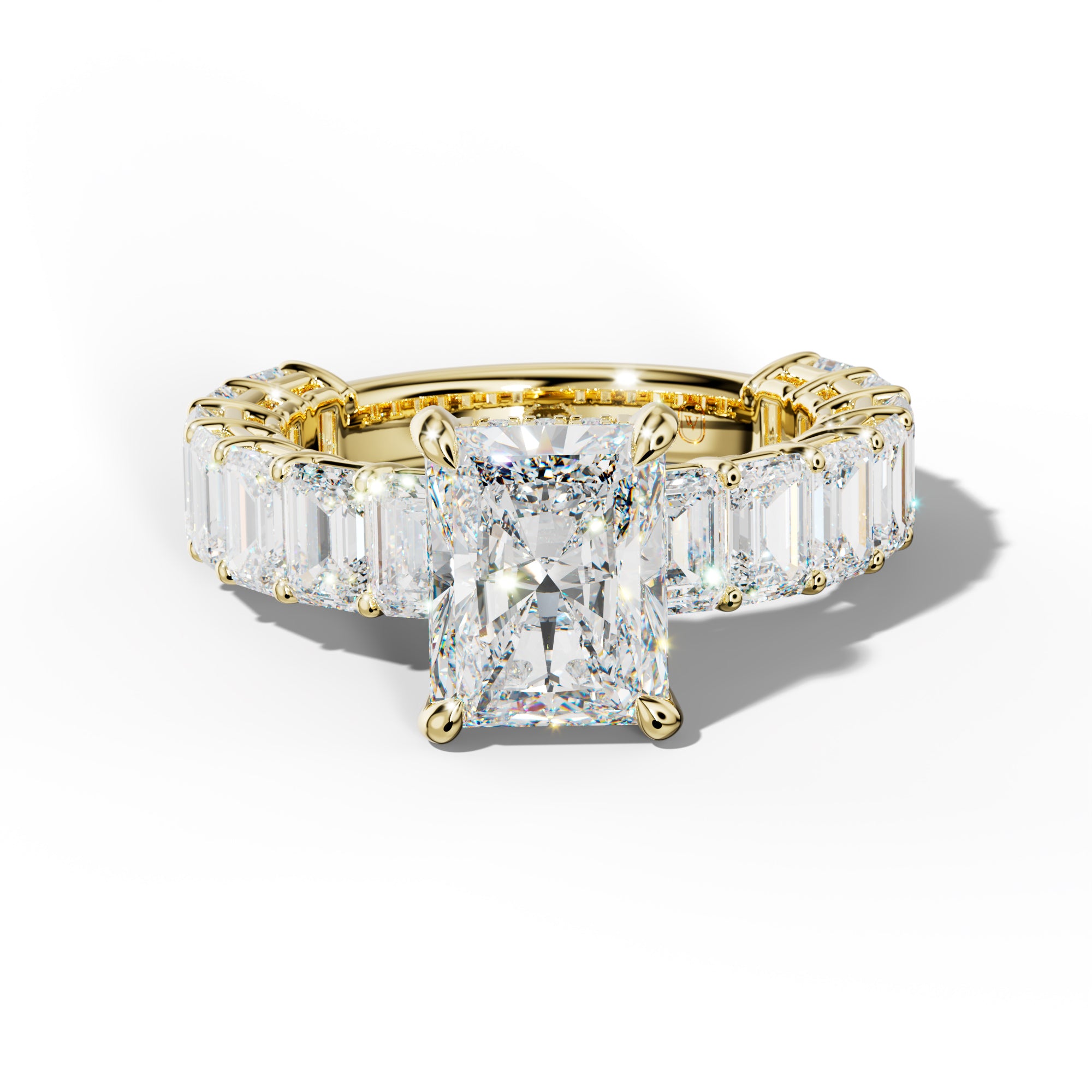 Mina Radiant Diamond Engagement Ring With Emerald Cut Side Stones