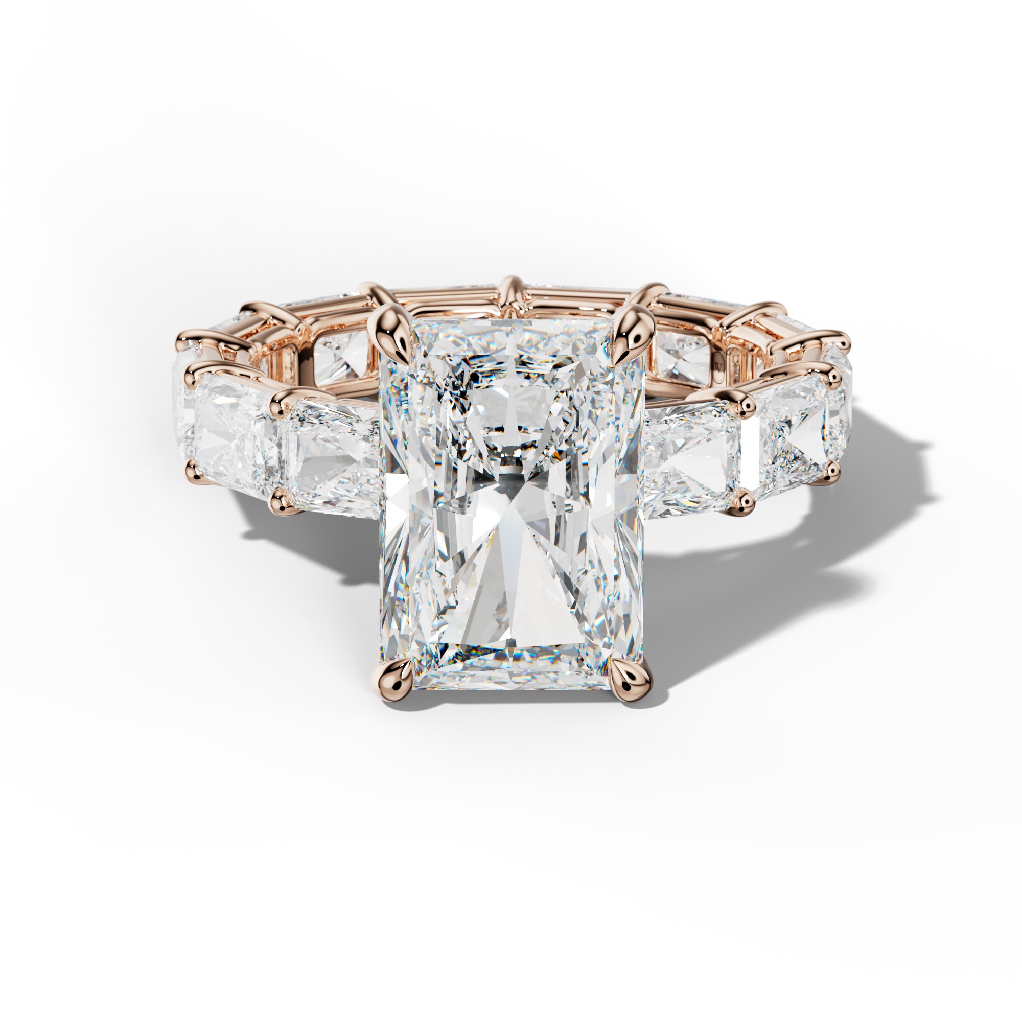Mavis Radiant Diamond Engagement Ring With East West Radiant Side Stones
