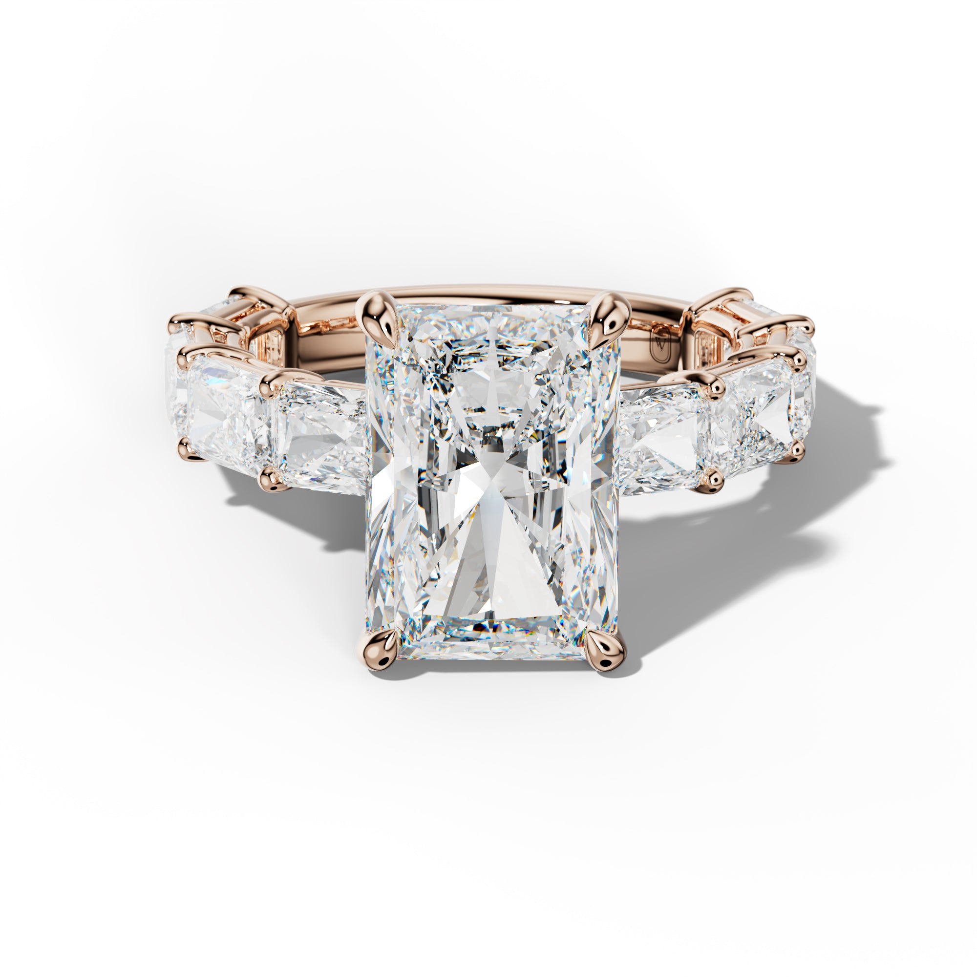 Raelynn Radiant Diamond Engagement Ring With East West Radiant Side Stones