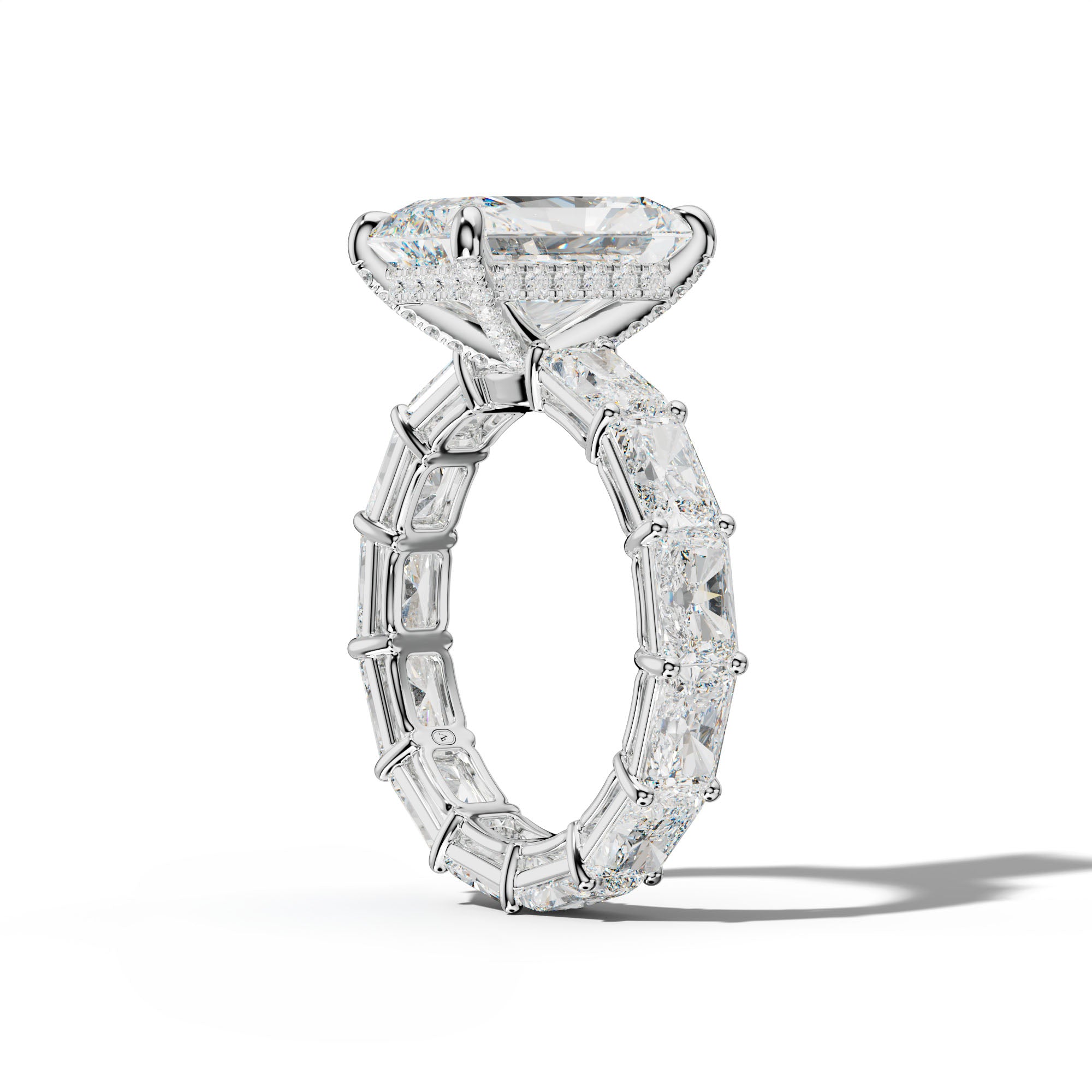 Mavis Radiant Diamond Engagement Ring With East West Radiant Side Stones