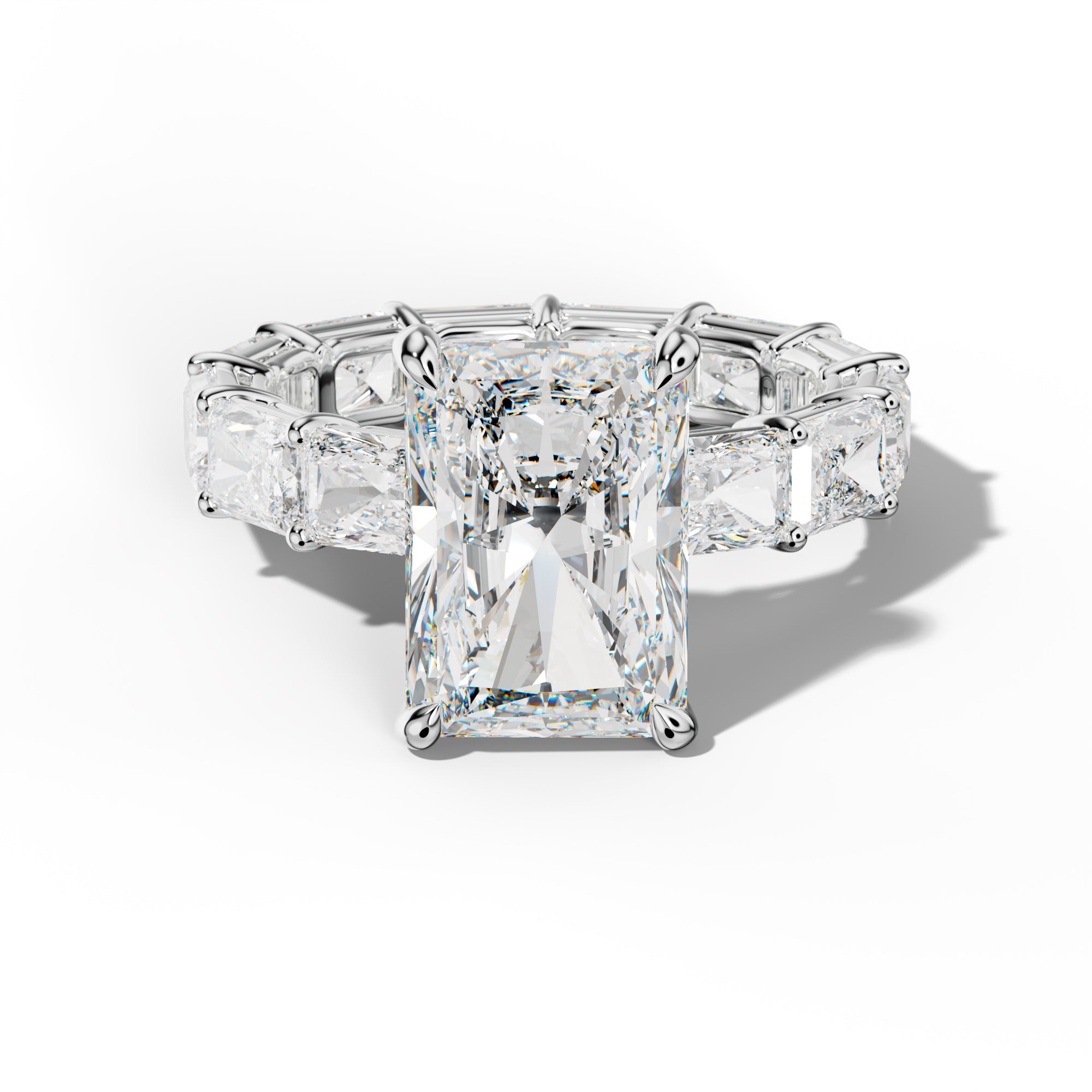 Mavis Radiant Diamond Engagement Ring With East West Radiant Side Stones