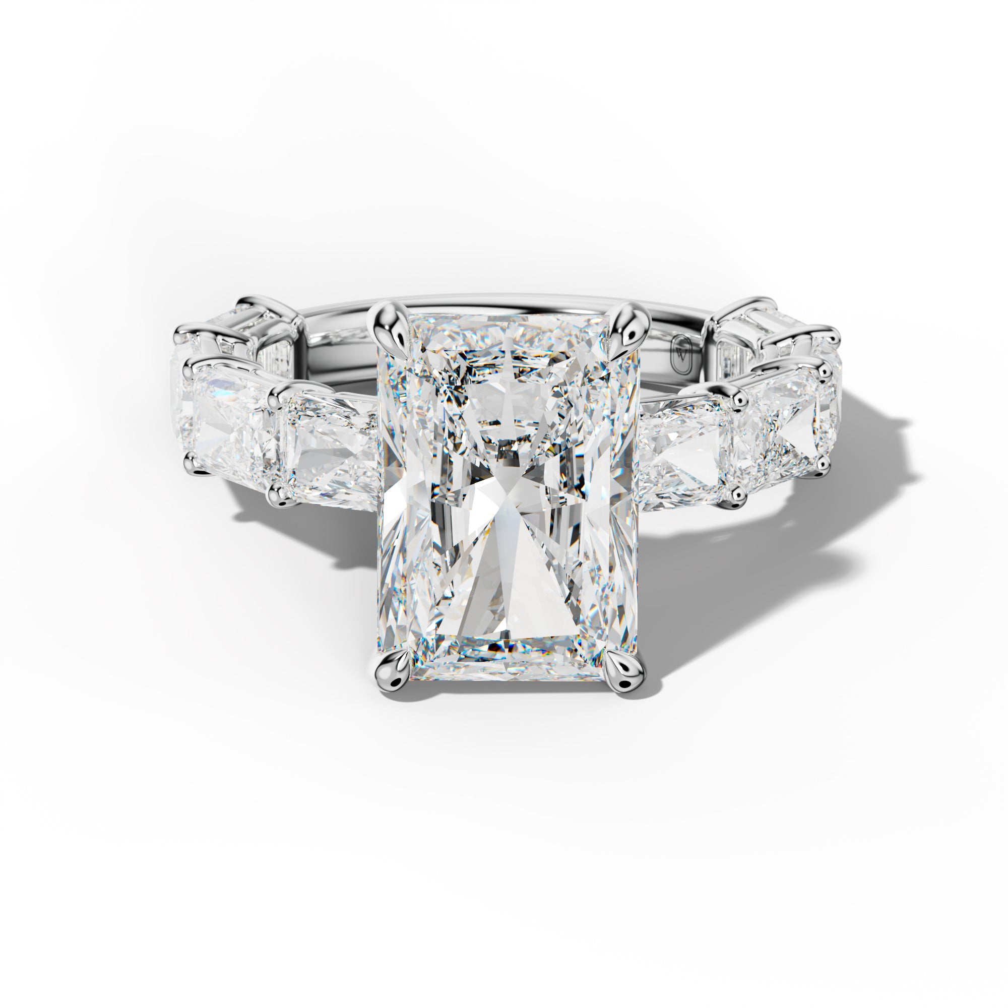 Raelynn Radiant Diamond Engagement Ring With East West Radiant Side Stones